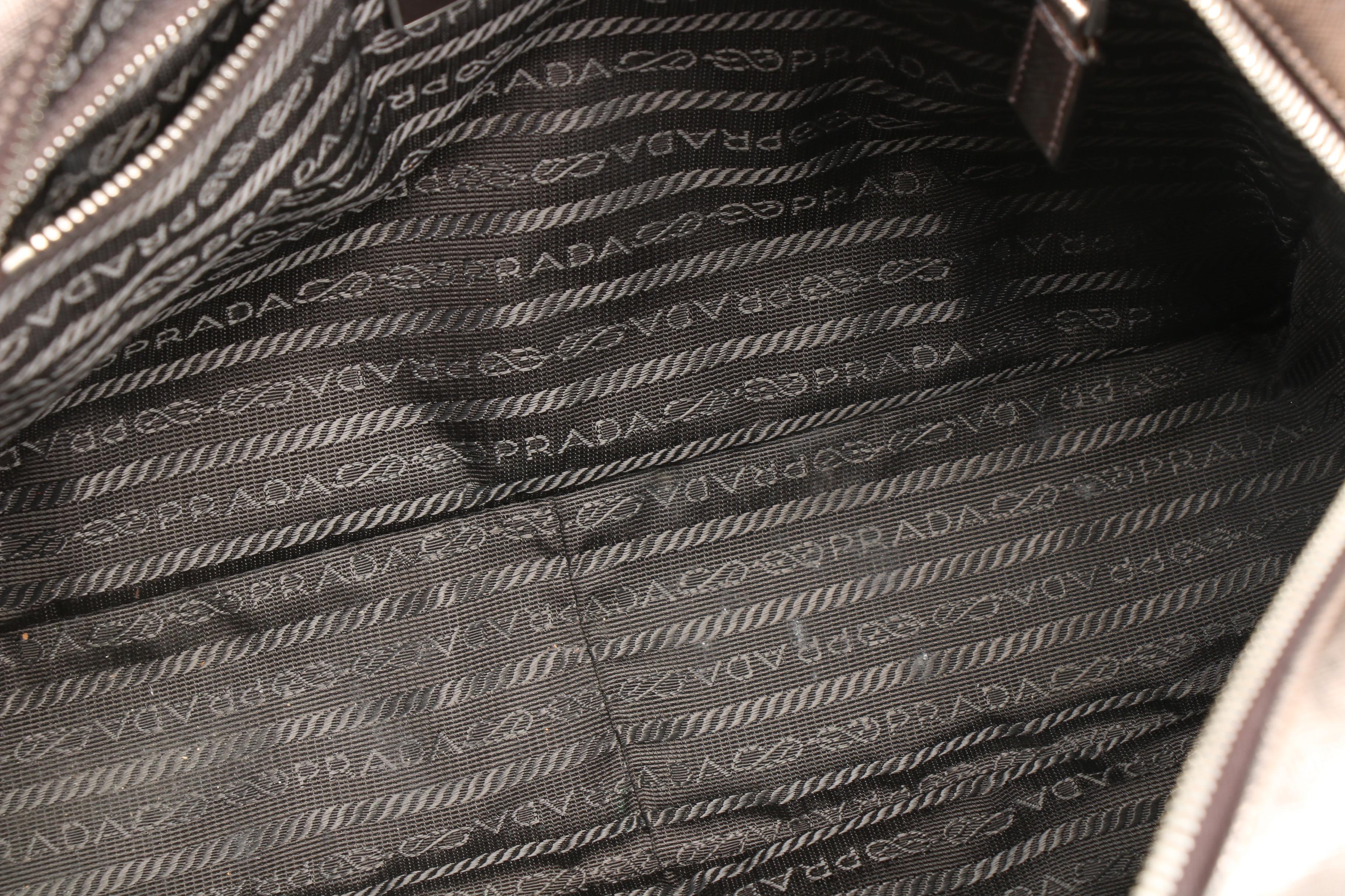 Prada Metallic Pewter Saffiano Leather Satchel