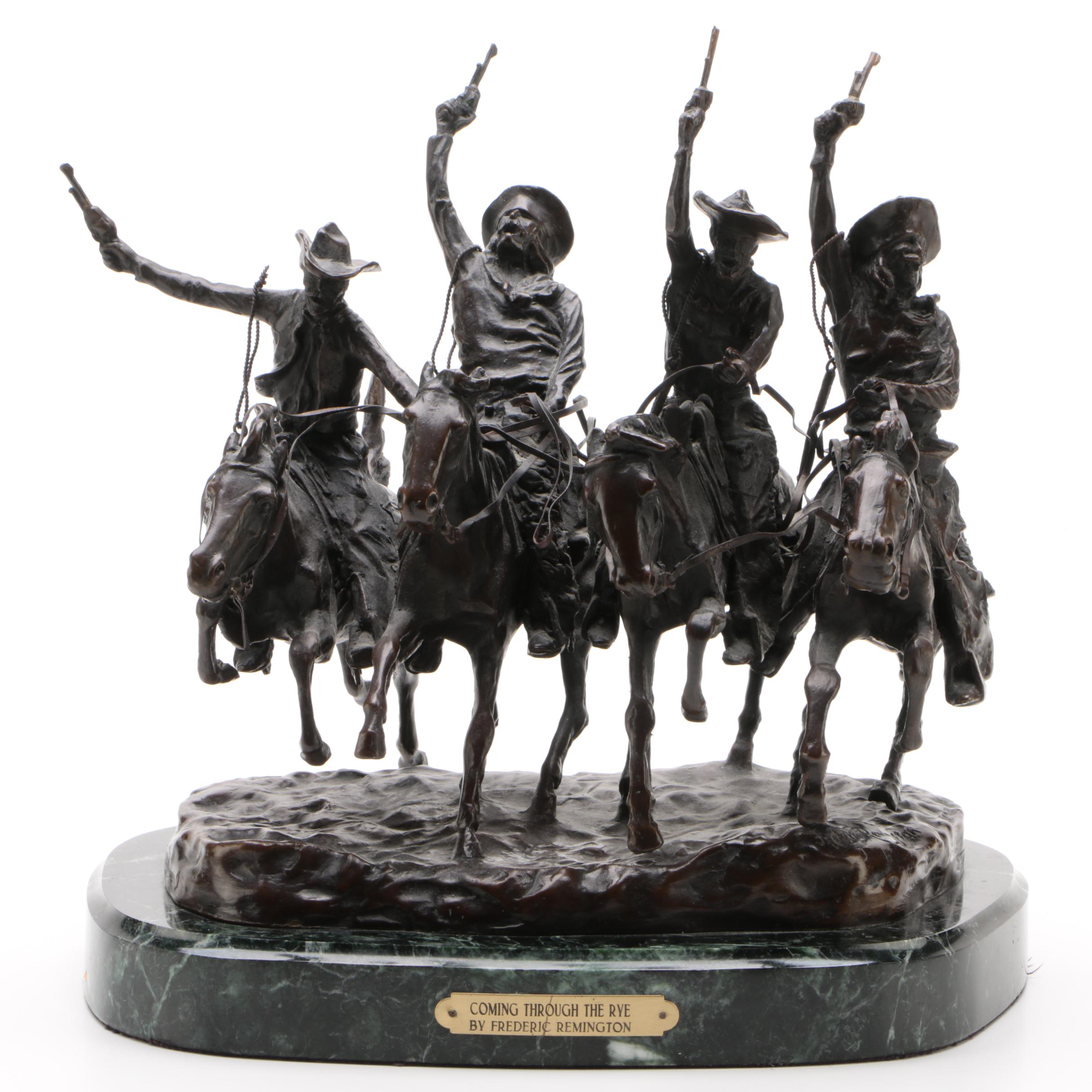 Reproduction Frederic Remington "Coming Through The Rye" Bronze Sculpture
