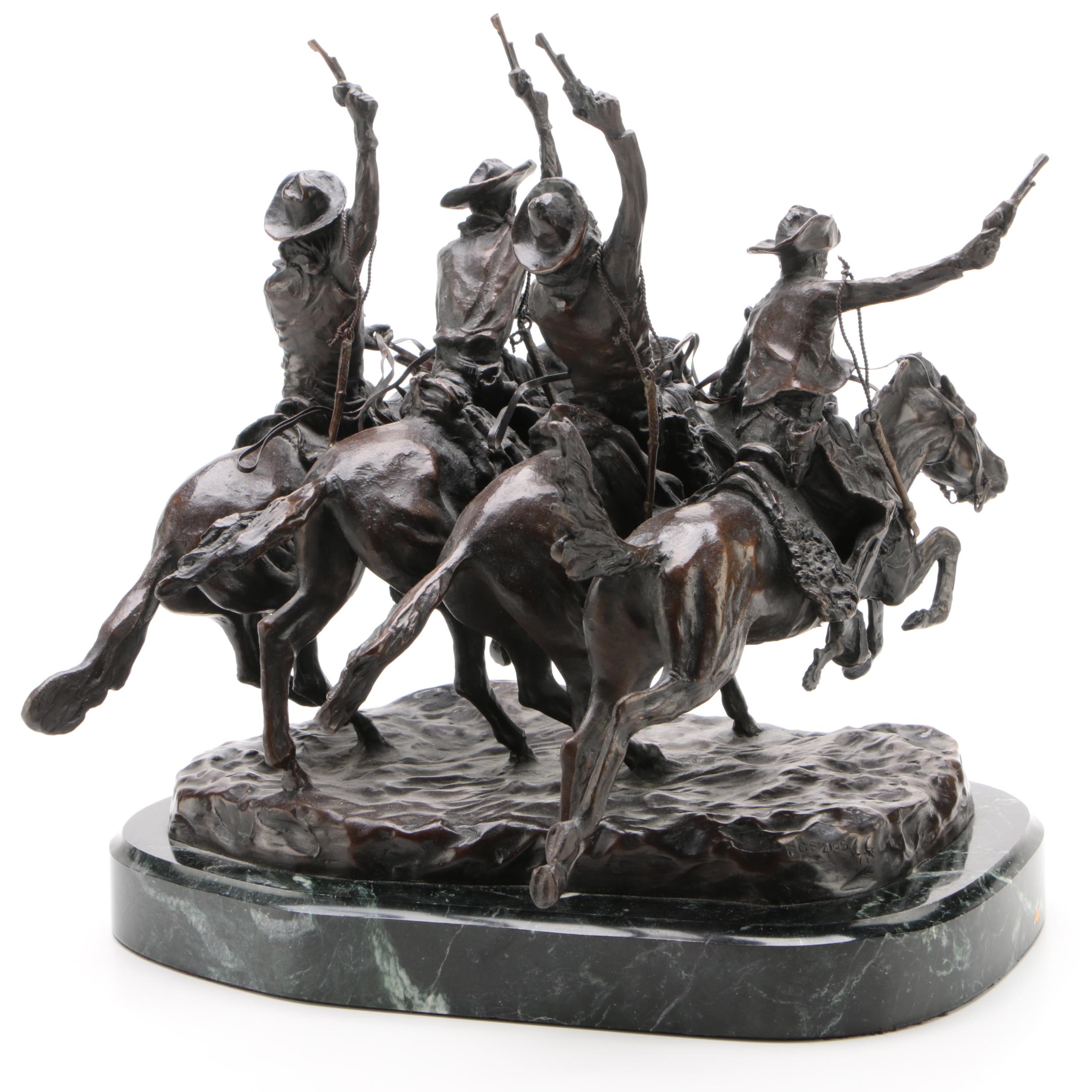Reproduction Frederic Remington "Coming Through The Rye" Bronze Sculpture