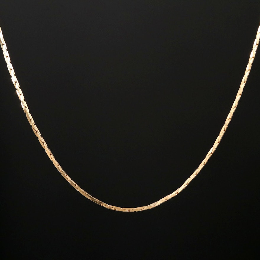 14K Yellow Gold Cobra Chain Link necklace