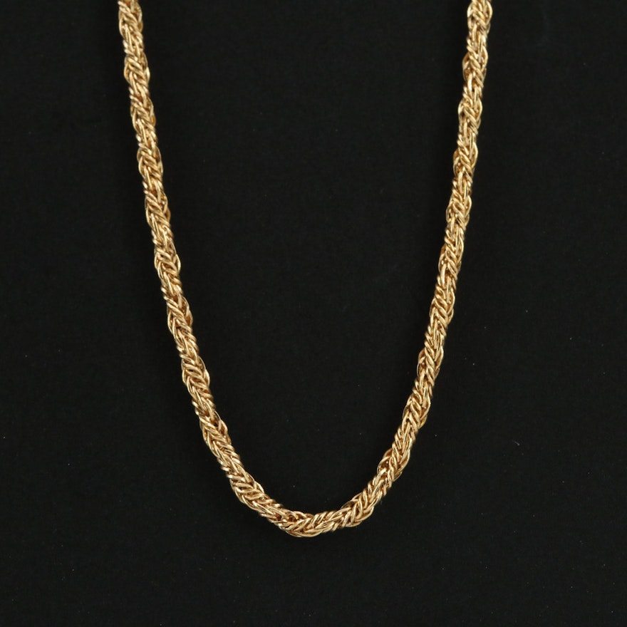 14K Yellow Gold Rope Style Chain Necklace