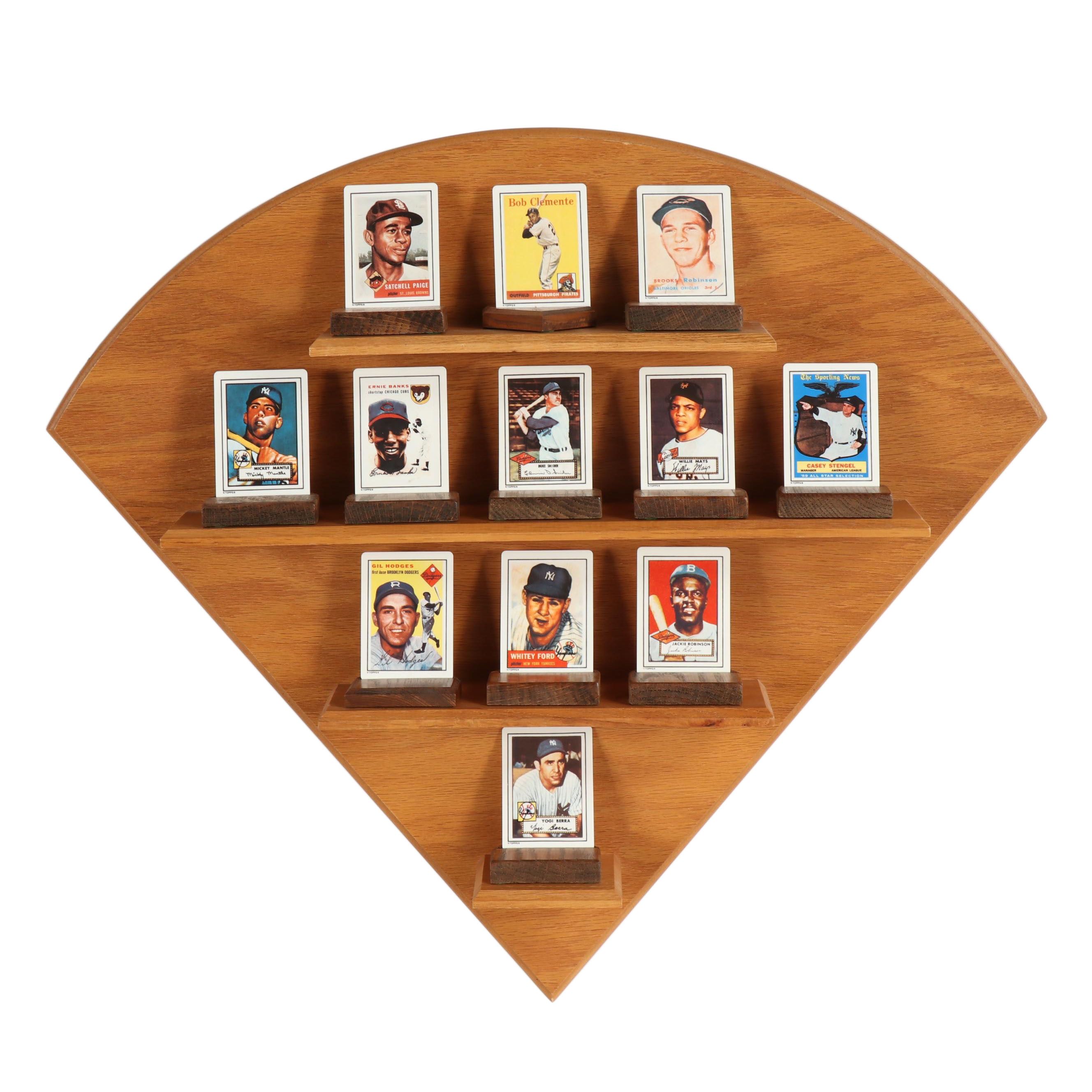 1990 The Hamilton Collection Porcelain Baseball Card Set with Shelving