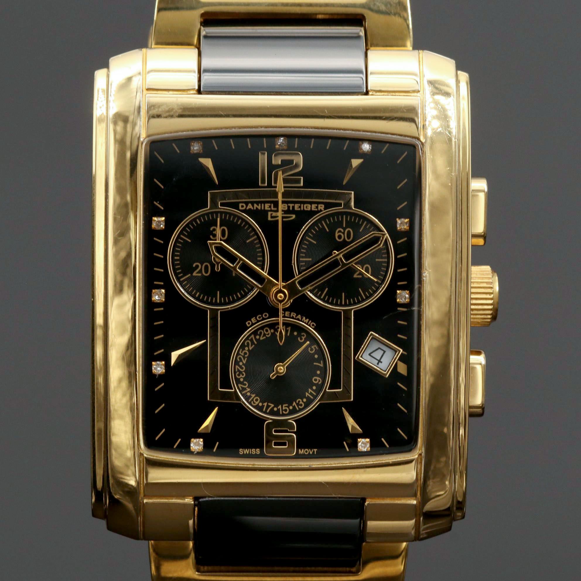Daniel Steiger Deco Ceramic and Stainless Steel Quartz Chronograph Watch
