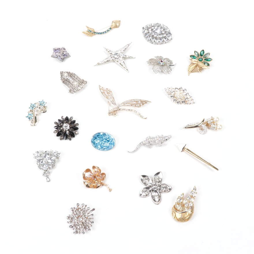 Vintage Crystal Rhinestone Brooches