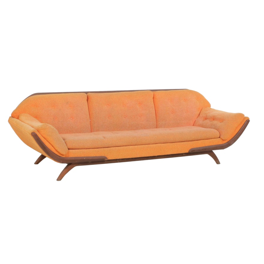 Tufted Orange Gondola Sofa in the Style of Adrian Pearsall, Mid-20th Century