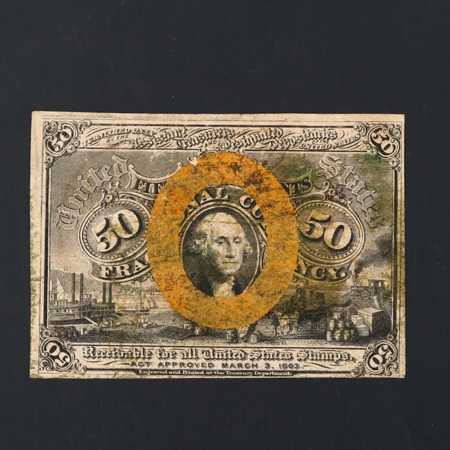 Second Issue Fifty Cent Fractional Currency Note With George Washington Image