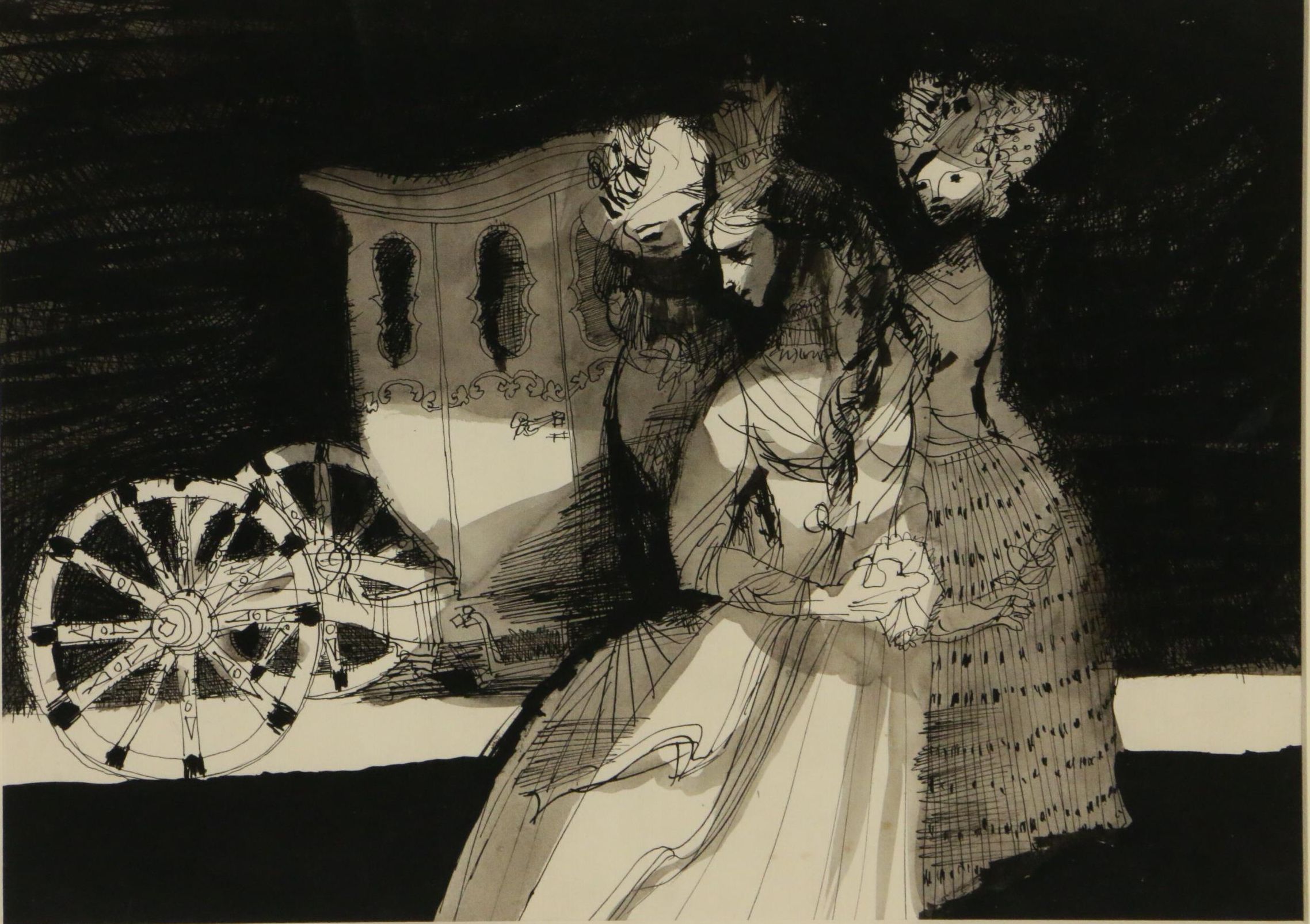 Josef Liesler Watercolor and Ink Painting for Marie Mervatova Children's Story