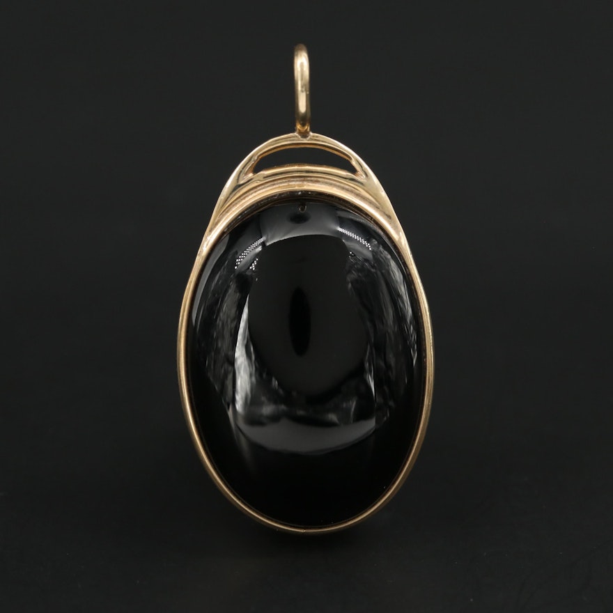 10K Yellow Gold Black Onyx Pendant