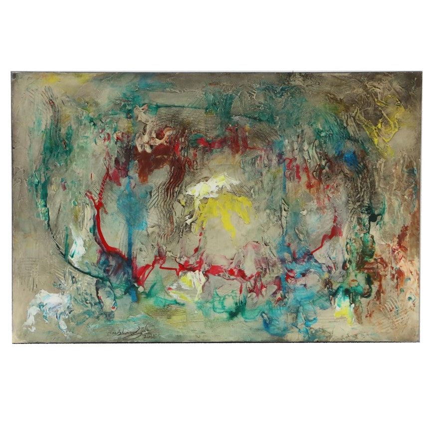 Farshad Lanjani Abstract Mixed Media Painting, 2010