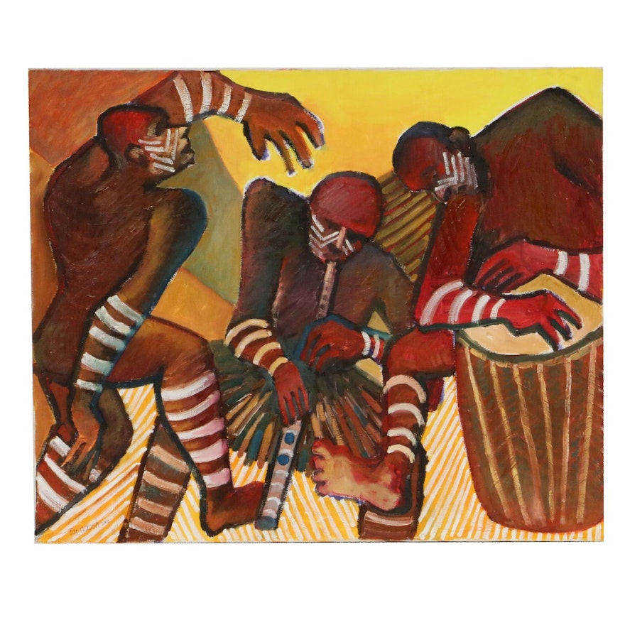 Farnoosh Lanjani Oil Painting "Tribal Dance," 2002