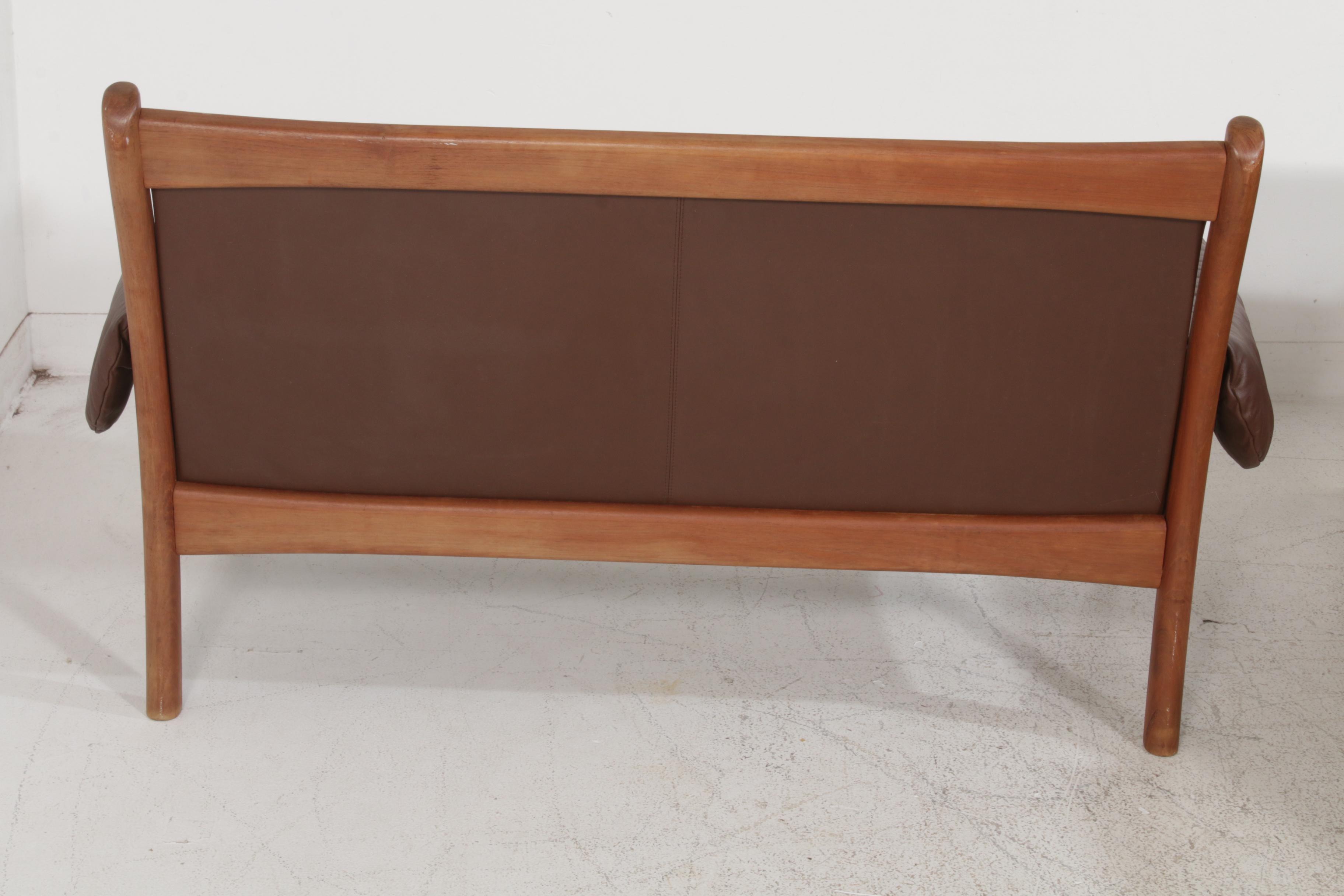 Dyrlund Danish Modern Teak and Leather Sofa and Loveseat, Mid 20th Century