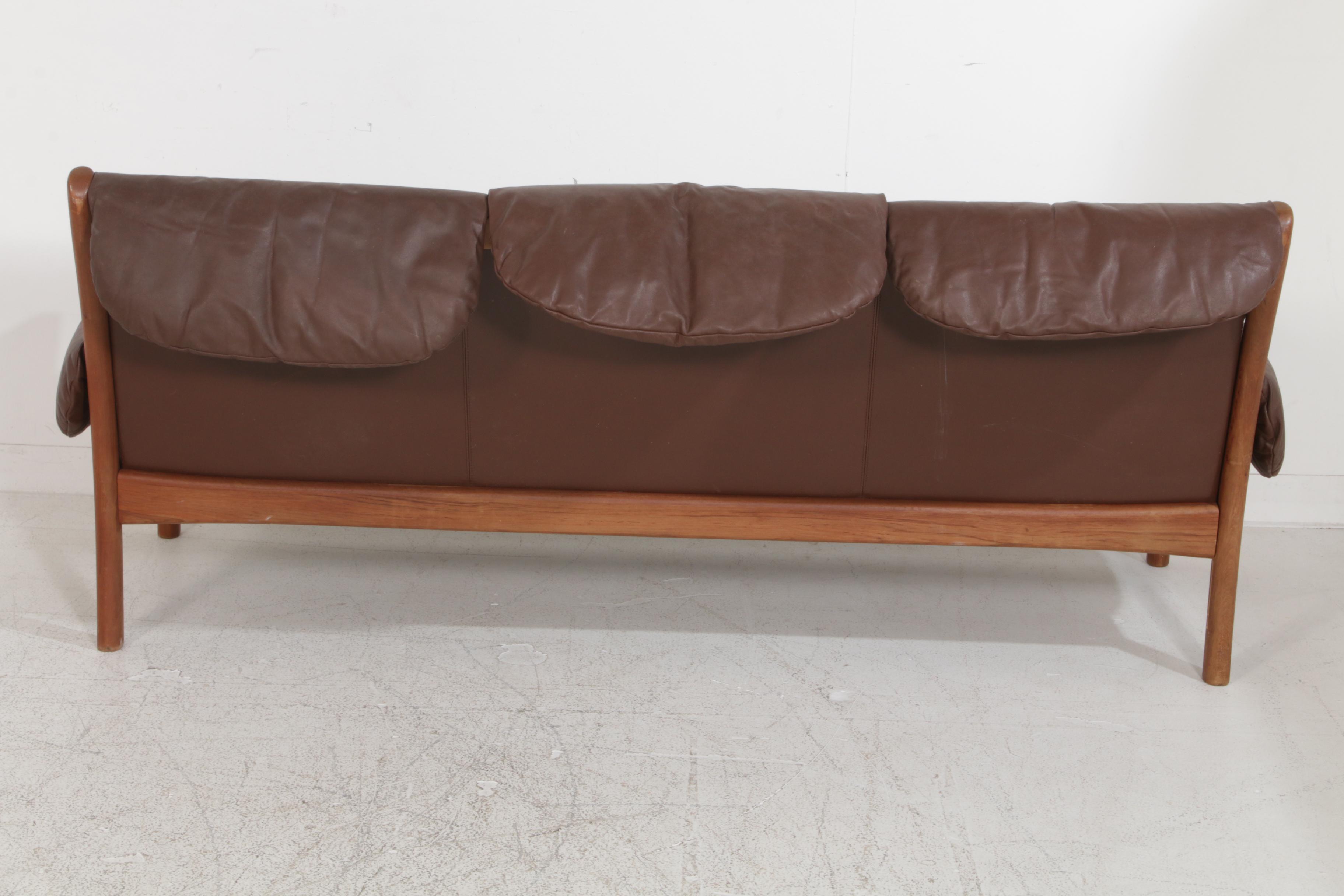 Dyrlund Danish Modern Teak and Leather Sofa and Loveseat, Mid 20th Century