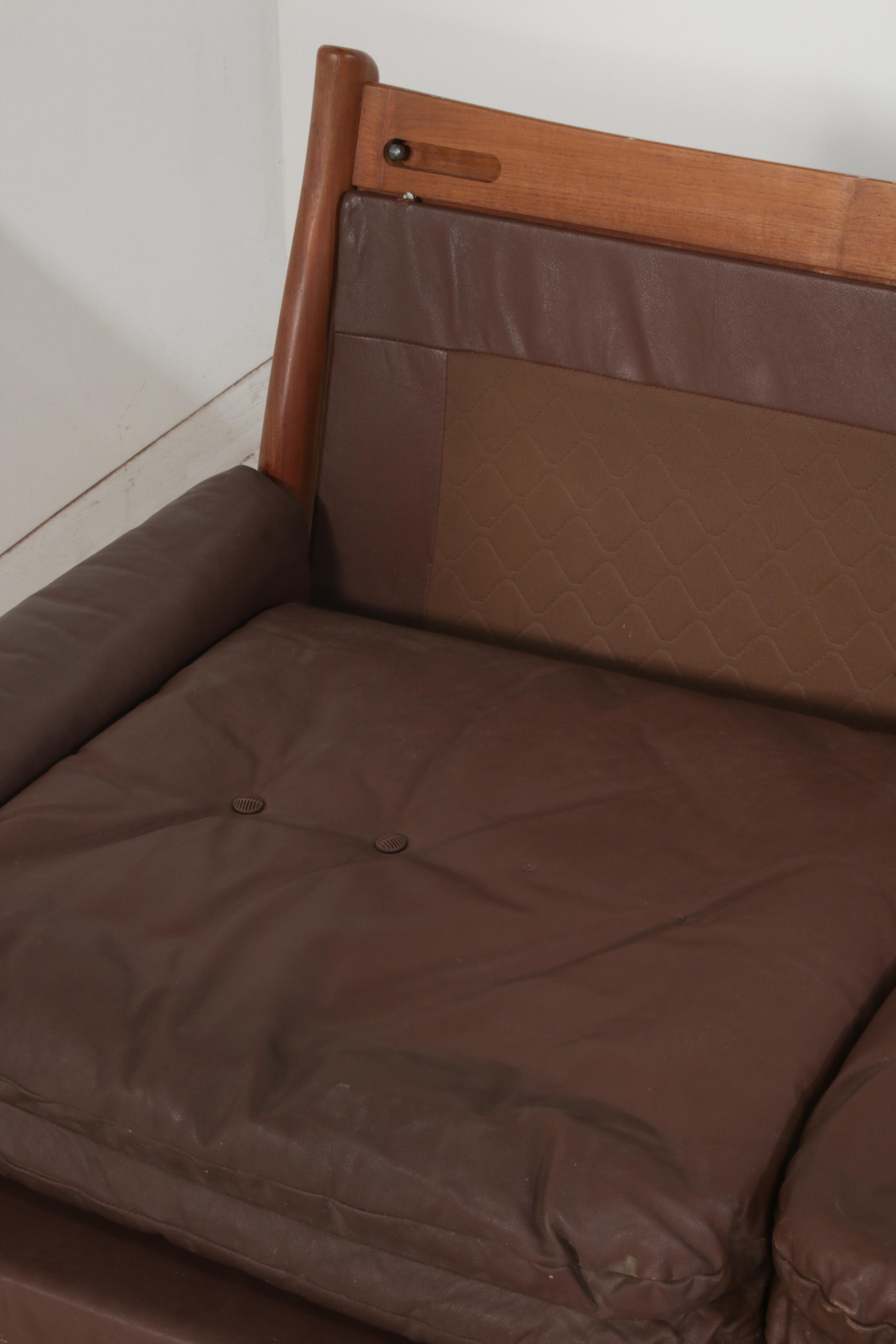 Dyrlund Danish Modern Teak and Leather Sofa and Loveseat, Mid 20th Century