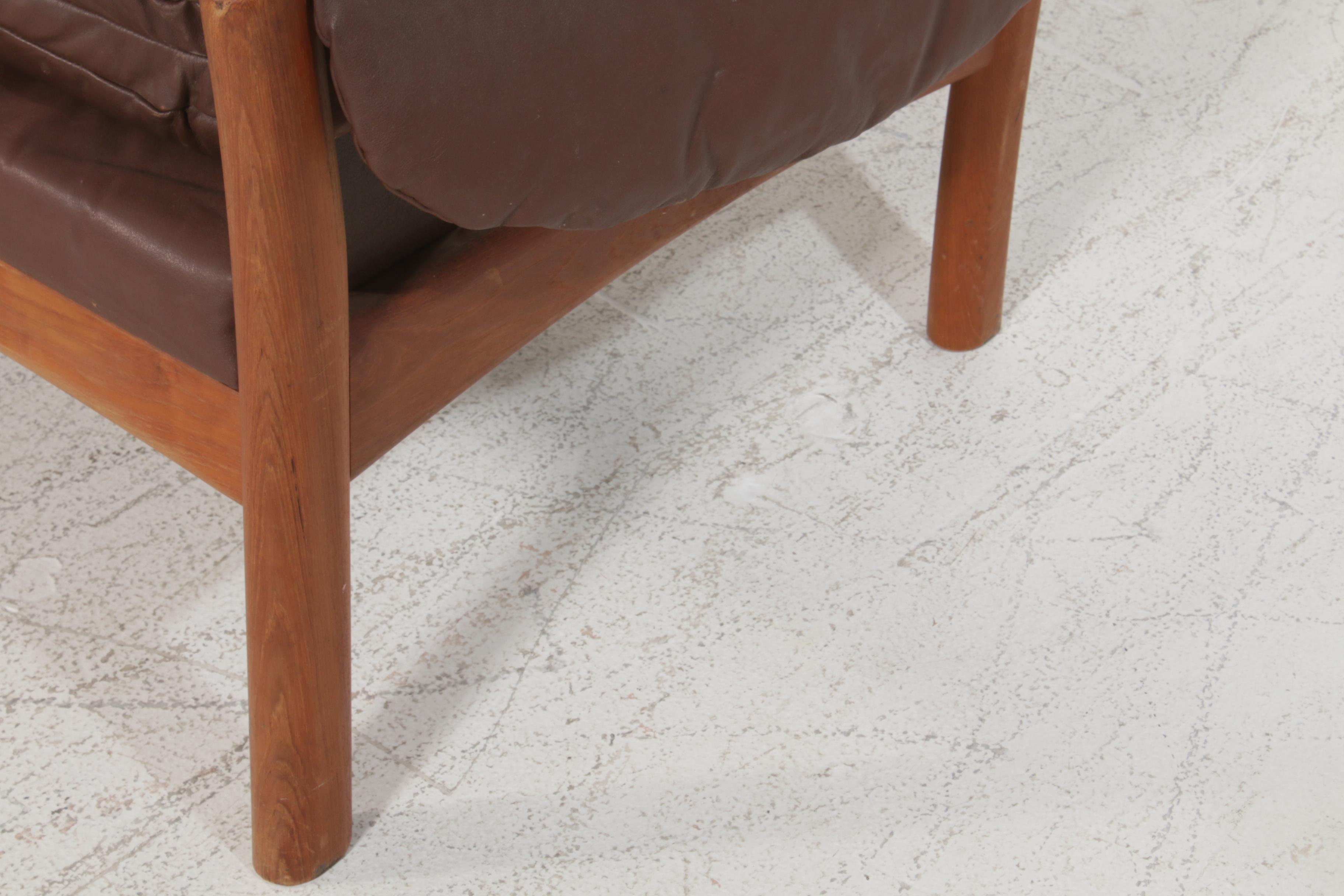 Dyrlund Danish Modern Teak and Leather Sofa and Loveseat, Mid 20th Century