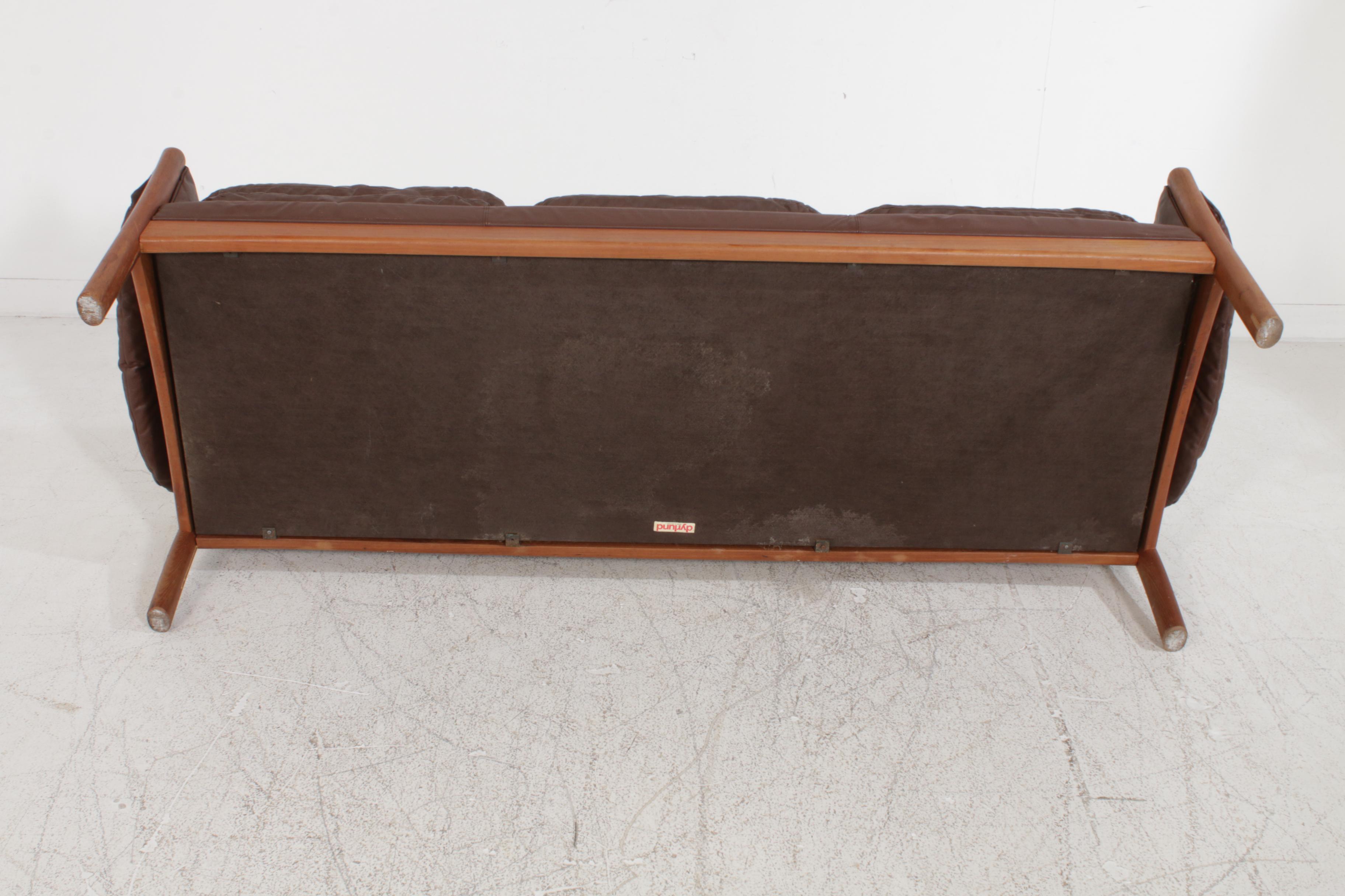 Dyrlund Danish Modern Teak and Leather Sofa and Loveseat, Mid 20th Century