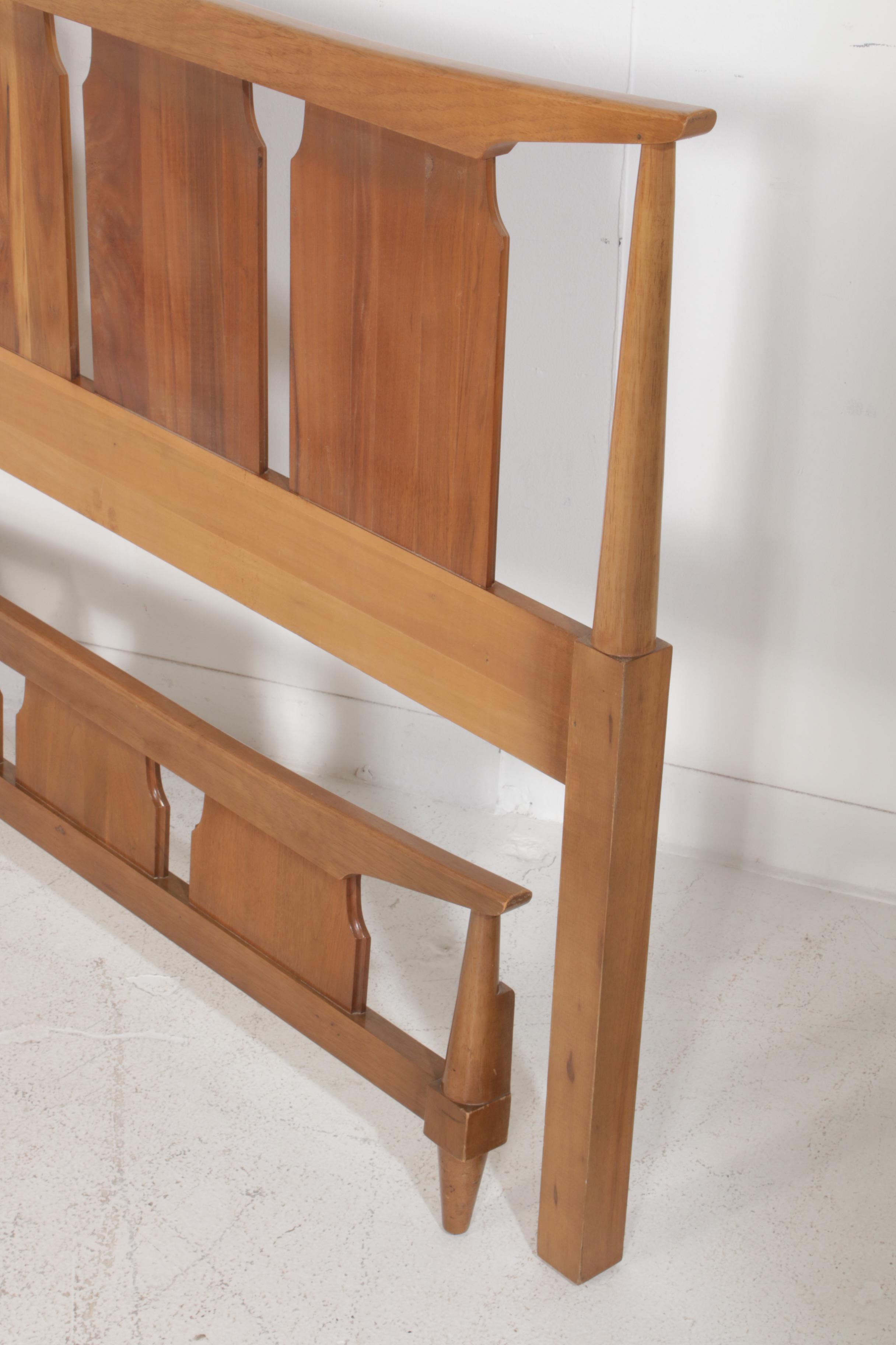 Kroehler Mid Century Modern Wood Dresser with Mirror and Full-Size Bed Frame