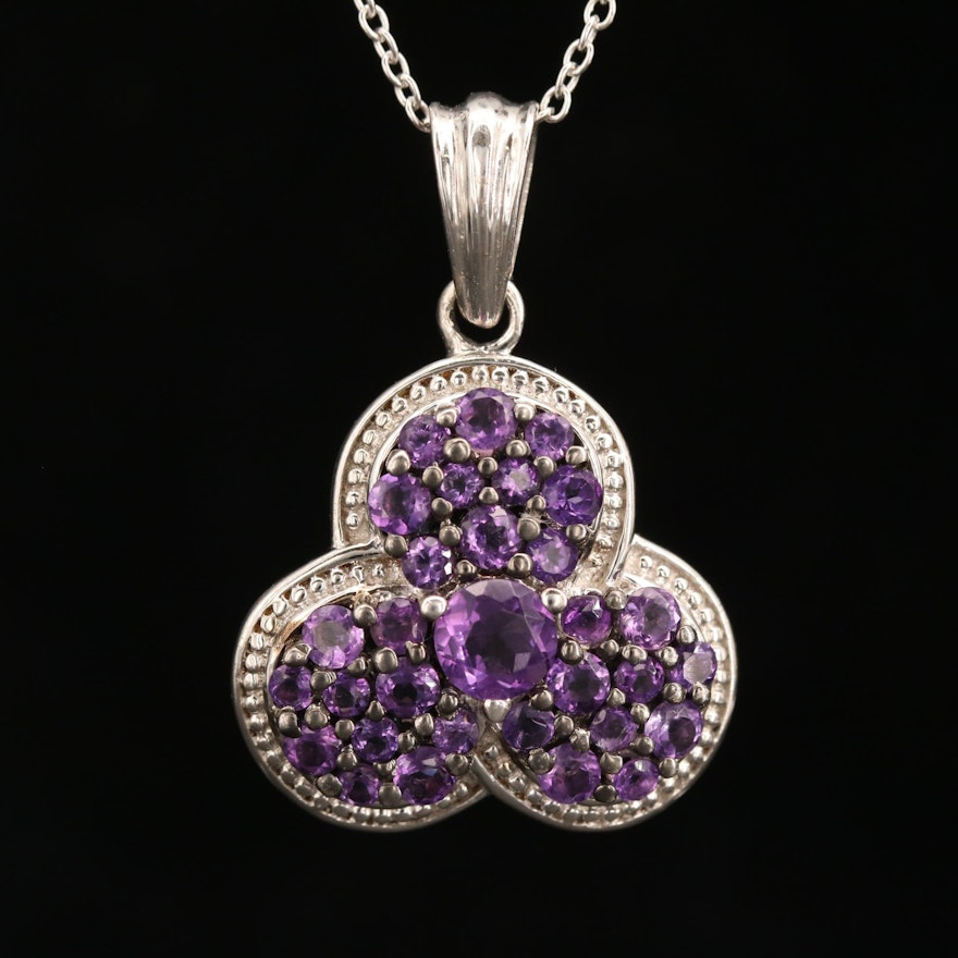 Sterling Silver Amethyst Pendant Necklace