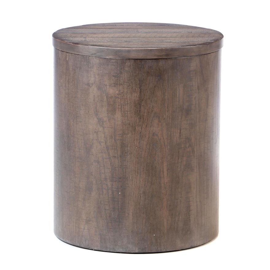 Contemporary Weathered Finished Storage End Table