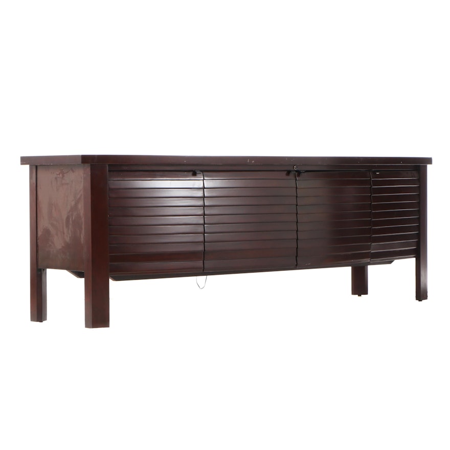 Sligh Furniture Louvered Mahogany Finished Media Cabinet, Contemporary