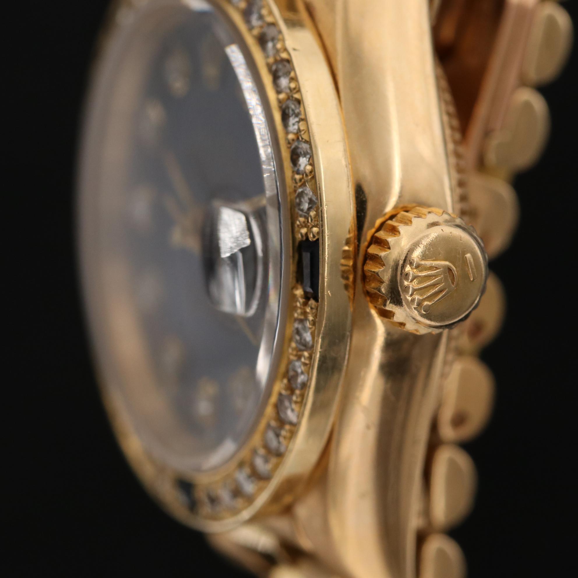 18K Gold Rolex Presidential Datejust Diamond and Sapphire Watch, Circa 1986