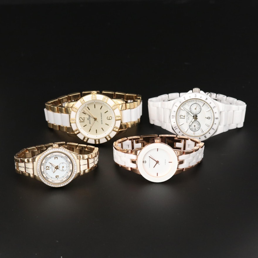 Assorted Anne Klein Gold Tone and Ceramic Quartz Wristwatches