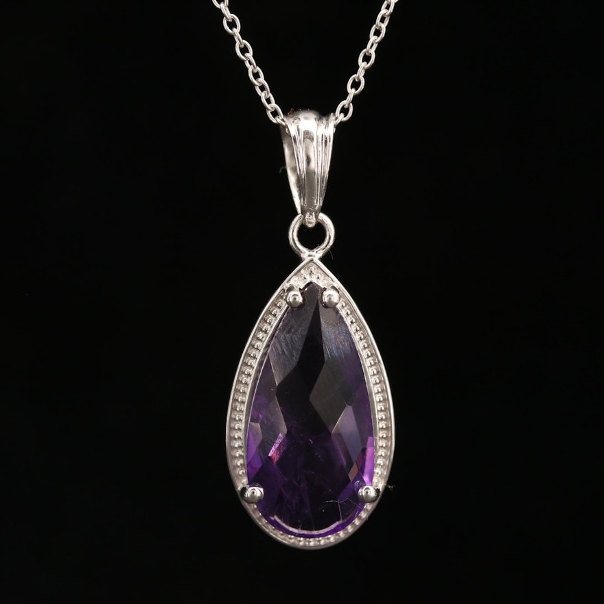 Sterling Silver Amethyst Pendant Necklace