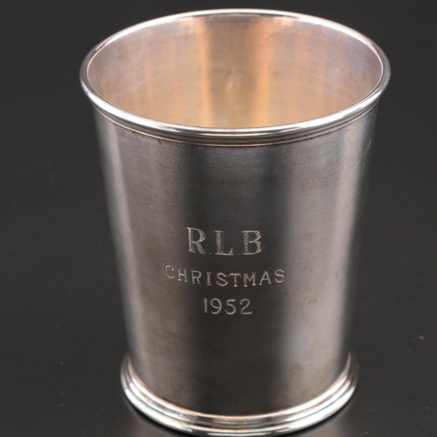 S. Kirk & Son Sterling Silver Presentational Mint Julep Cup, Engraved 1952