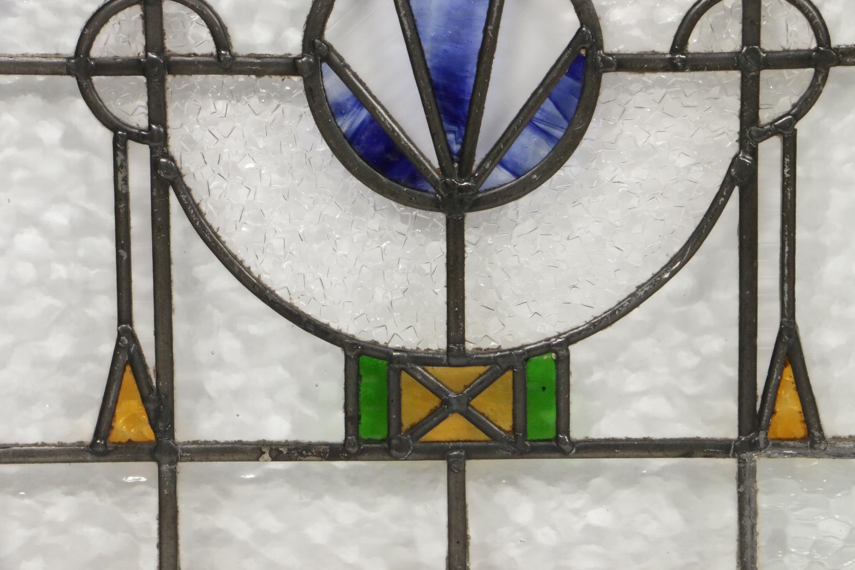 Leaded Stained Glass Window in Wooden Frame