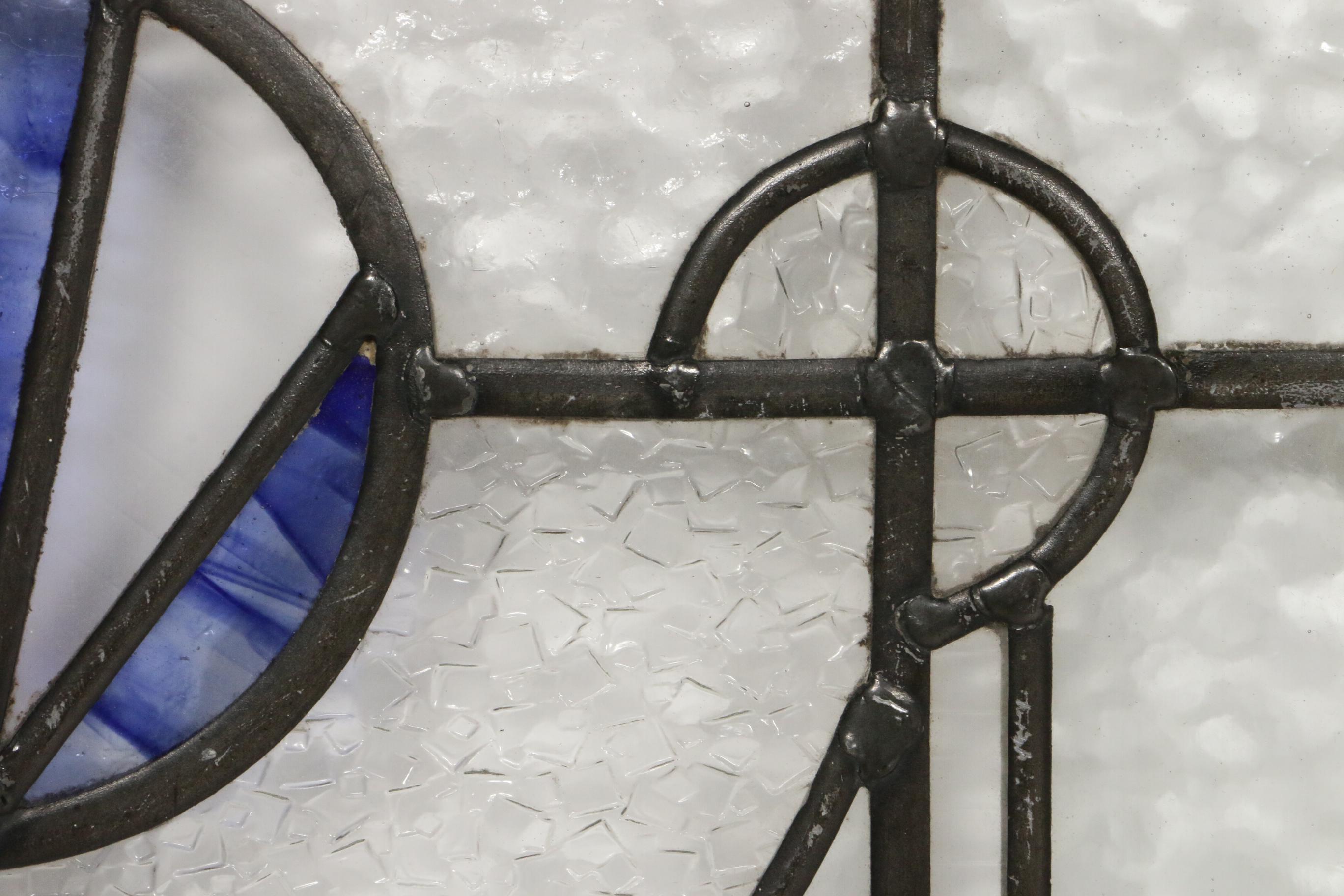 Leaded Stained Glass Window in Wooden Frame