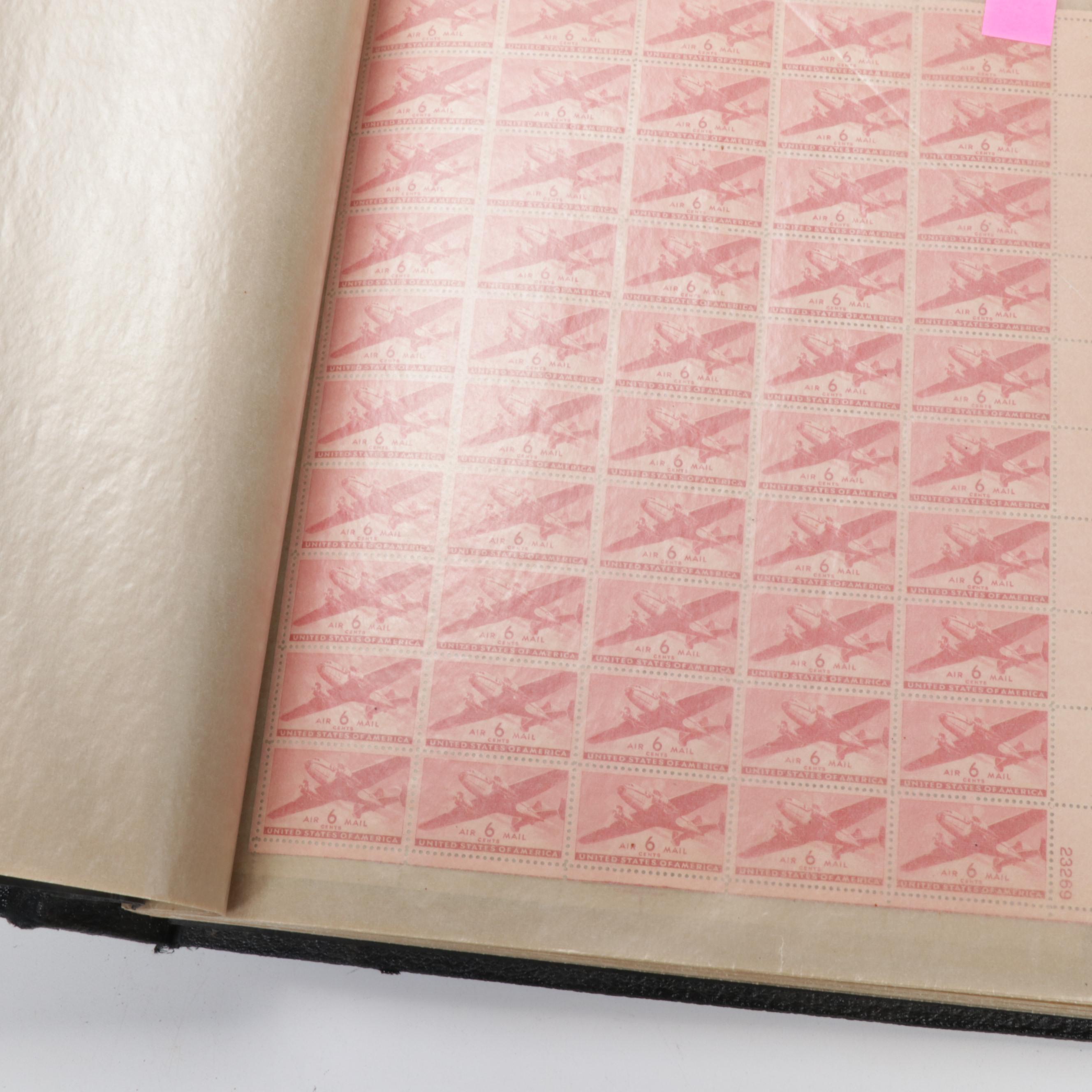 Mint Sheet Stamp Album Featuring Airmail and FDR Stamp Sheets