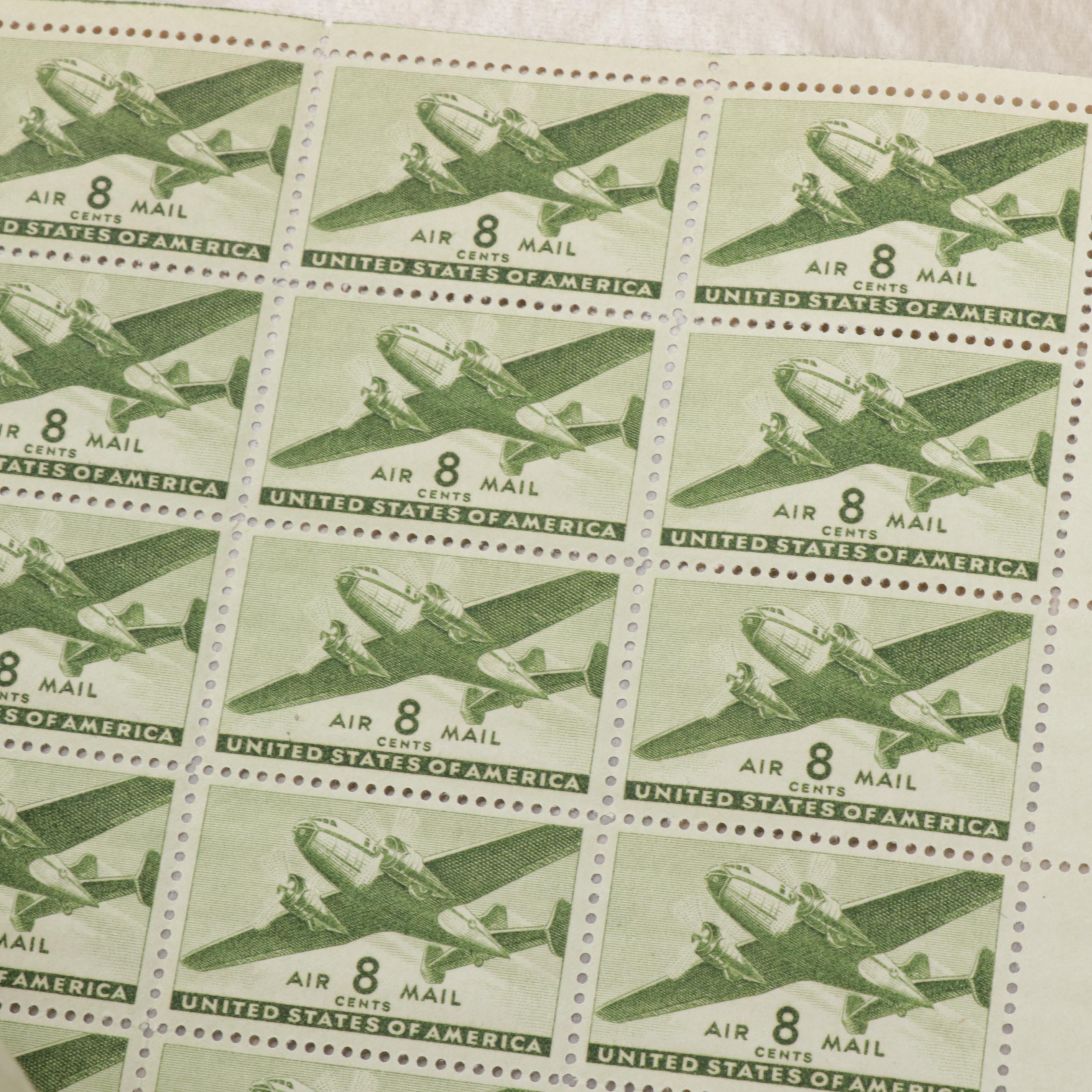 Mint Sheet Stamp Album Featuring Airmail and FDR Stamp Sheets