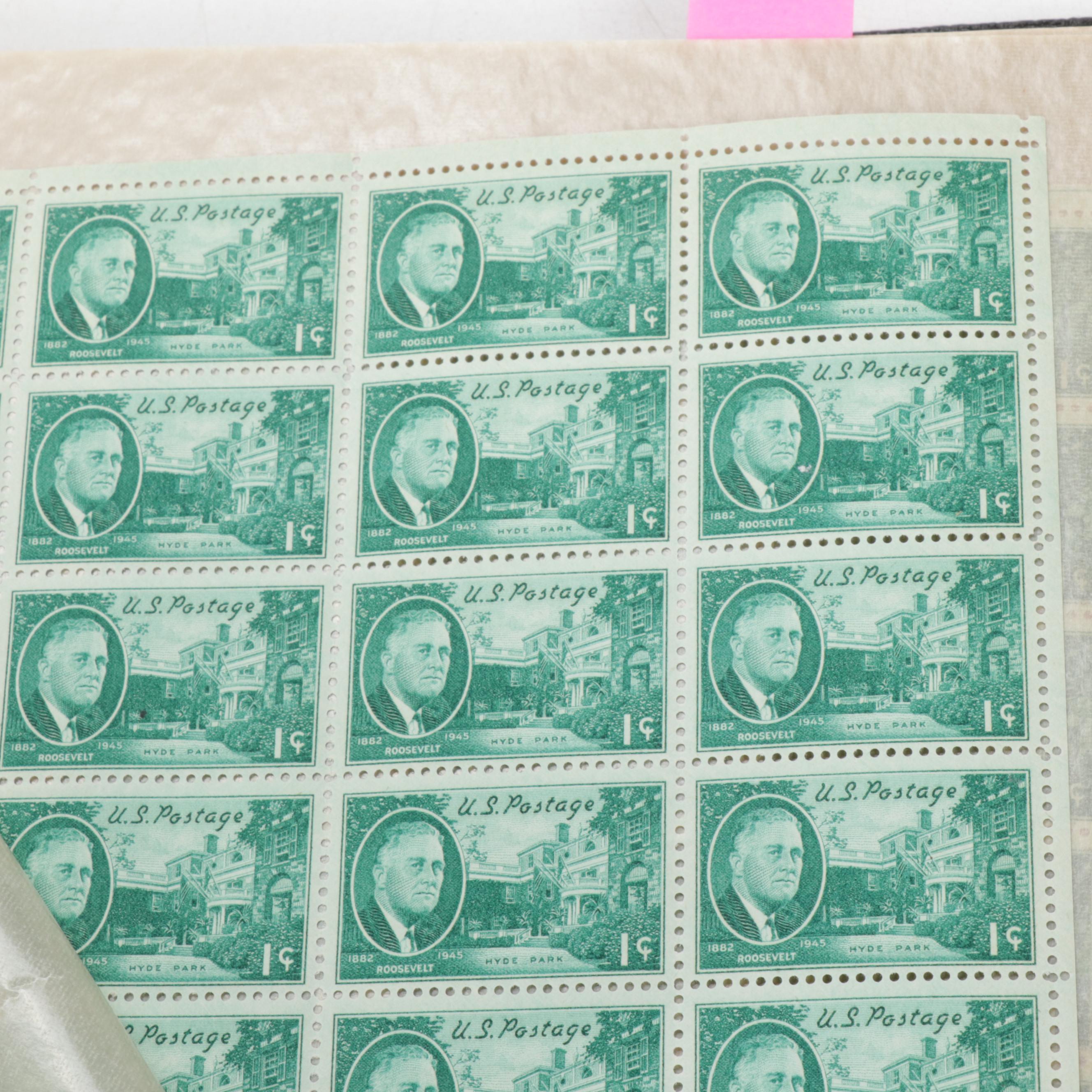 Mint Sheet Stamp Album Featuring Airmail and FDR Stamp Sheets