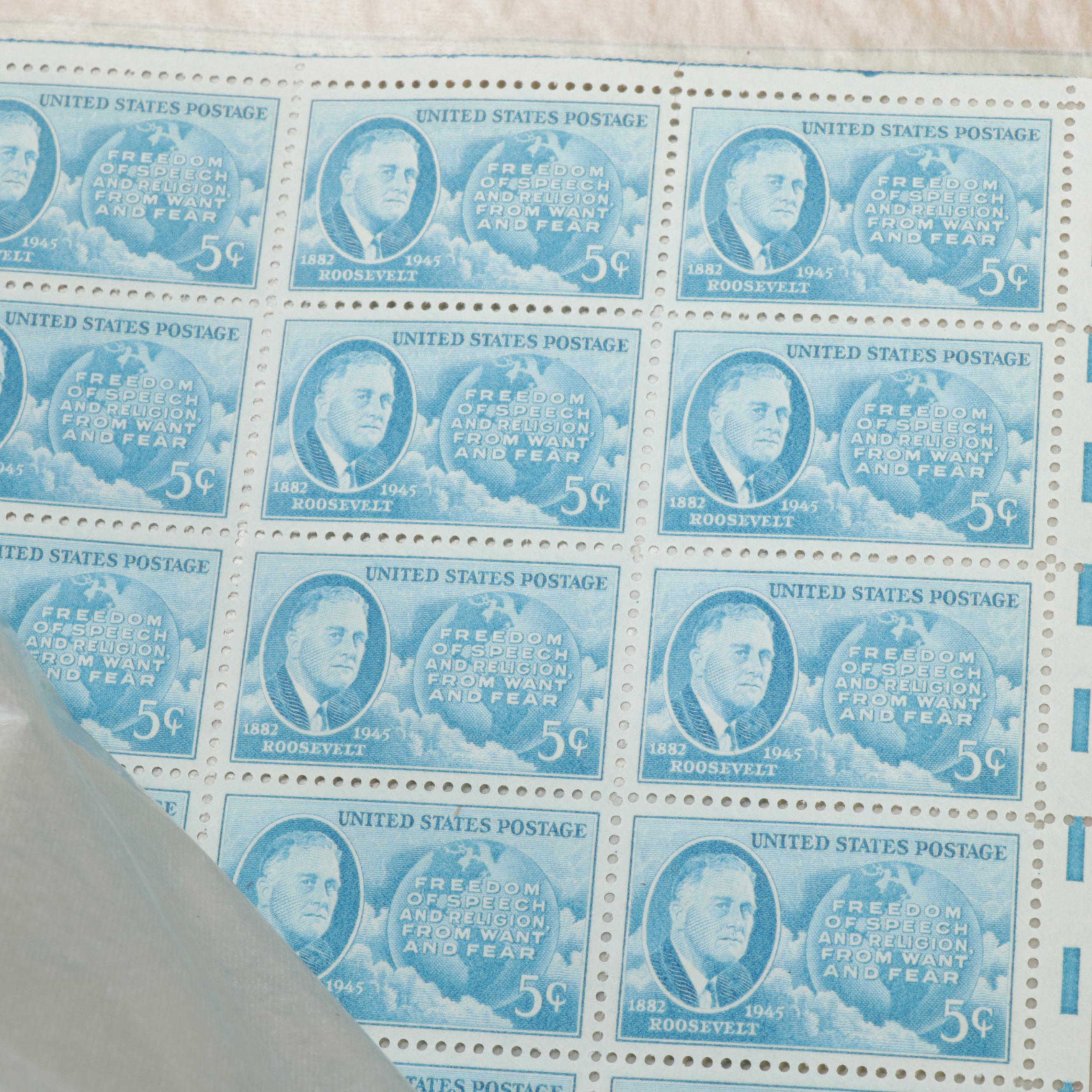 Mint Sheet Stamp Album Featuring Airmail and FDR Stamp Sheets