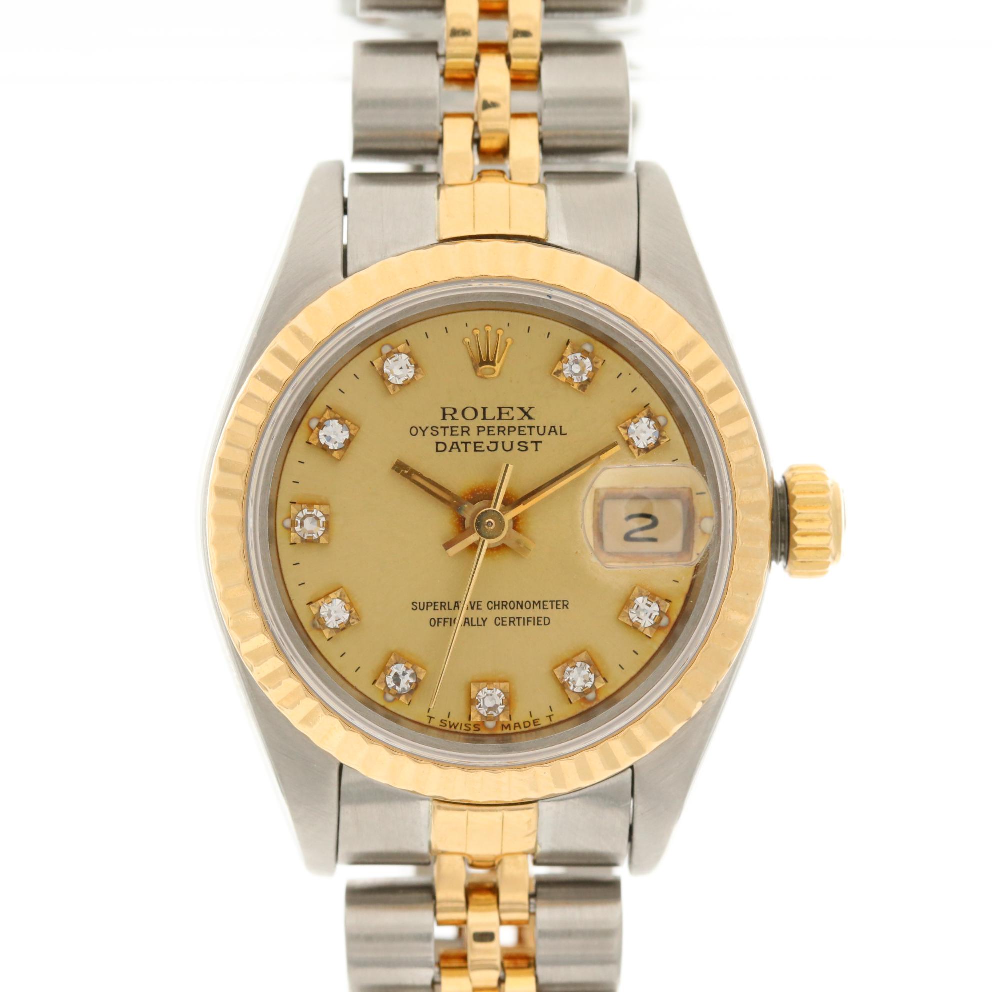 Rolex Datejust 18K Gold and Stainless Steel Watch with Diamond Dial