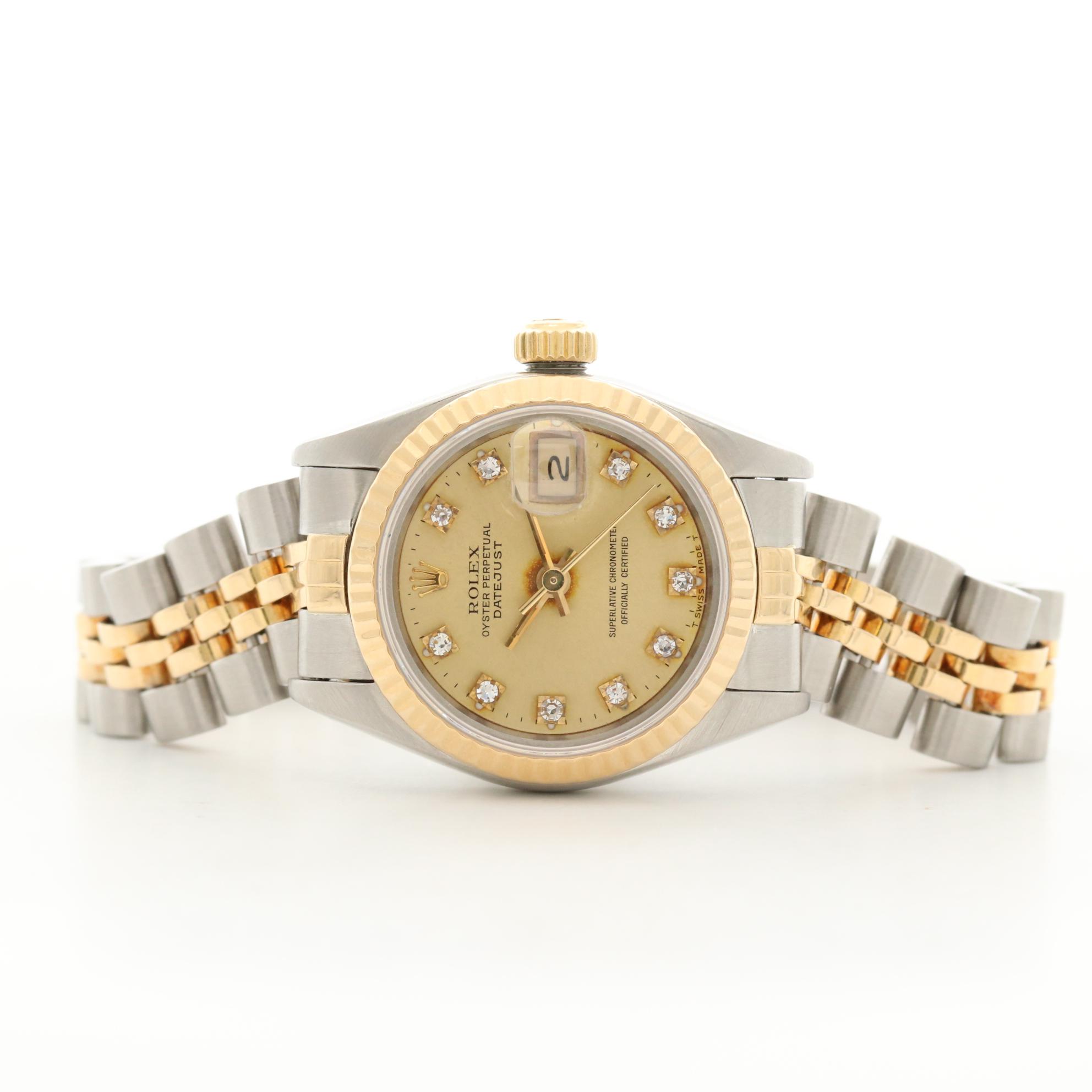 Rolex Datejust 18K Gold and Stainless Steel Watch with Diamond Dial