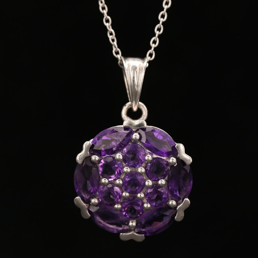 Sterling Silver Amethyst Pendant Necklace