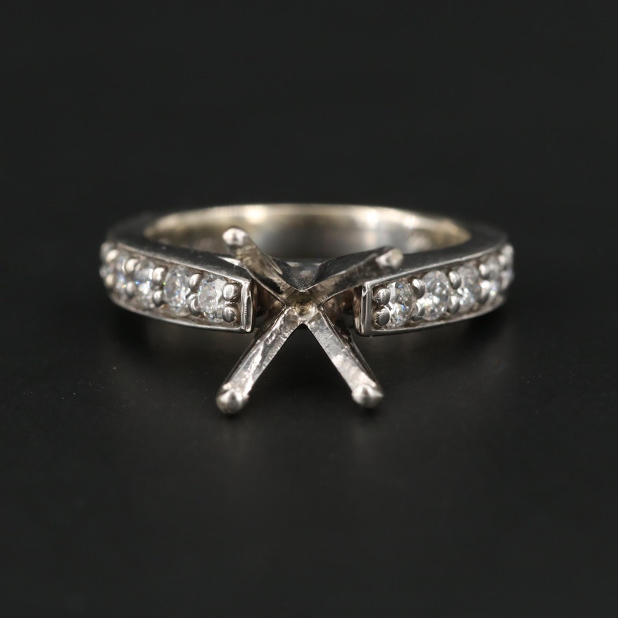 14K White Gold Diamond Semi-Mount Ring