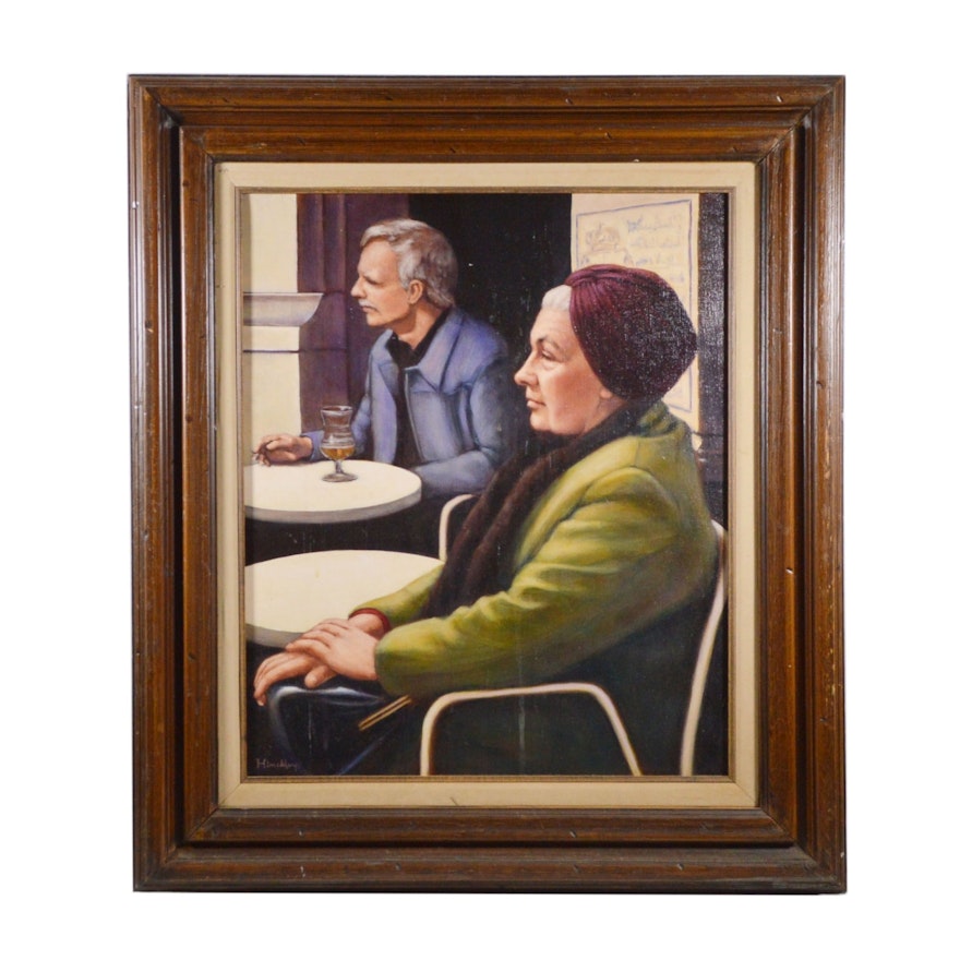 Gene Hinckley Oil Painting "Brussels Matron", Late 20th Century