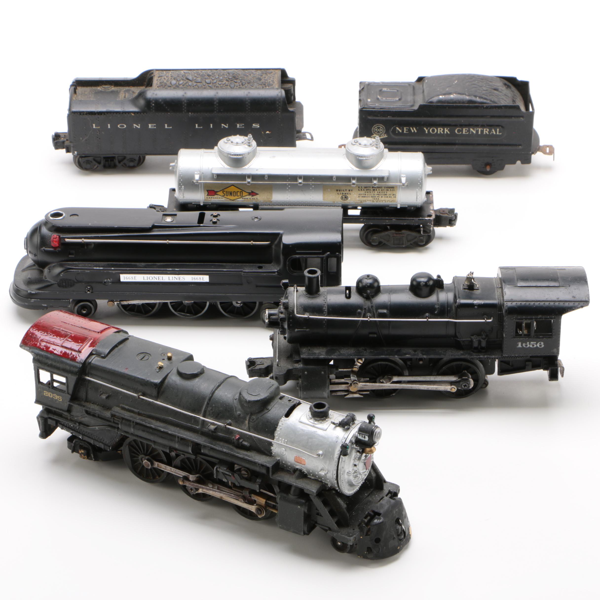 Lionel and Marx Locomotives with Coal-Freight Model Cars, Vintage