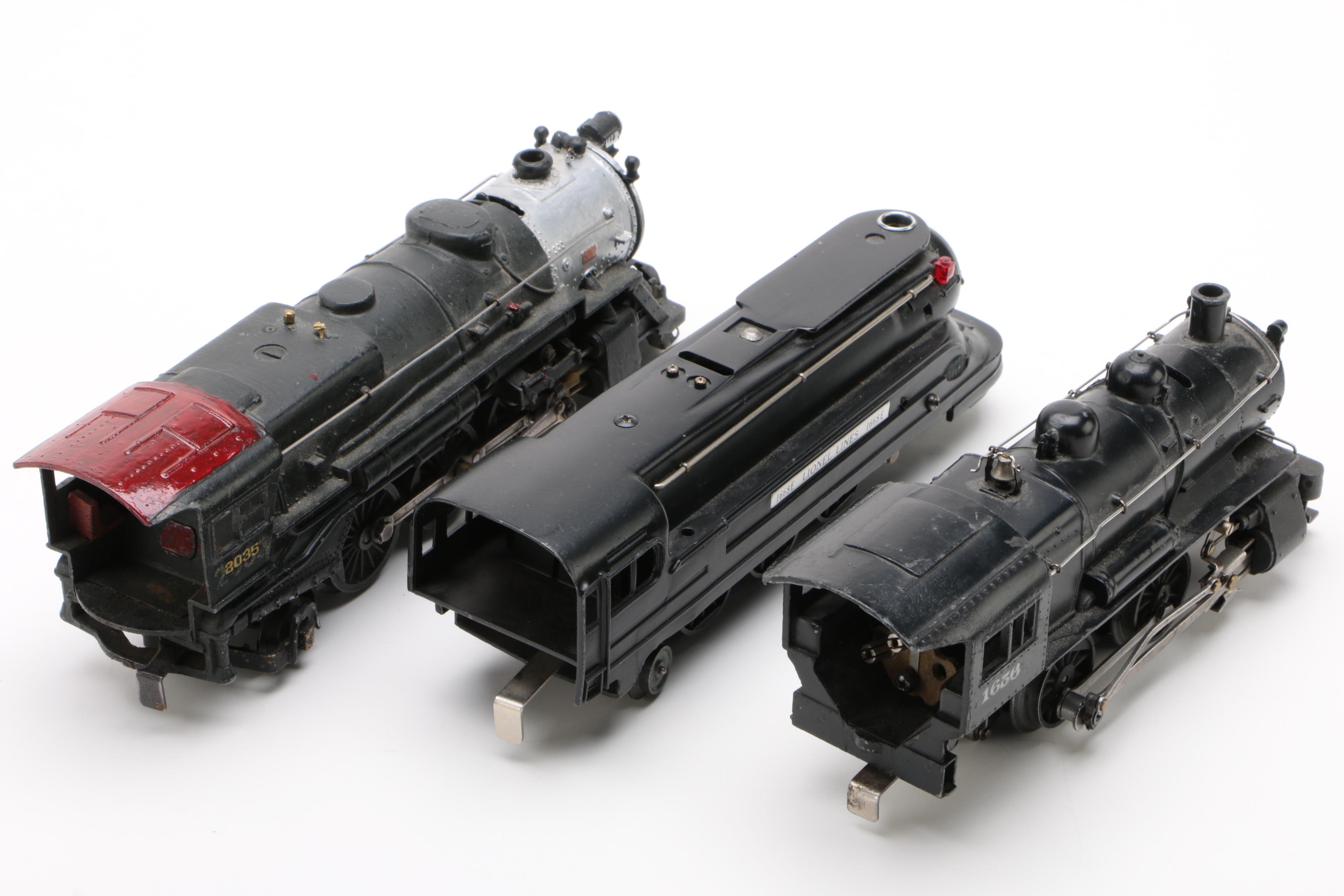Lionel and Marx Locomotives with Coal-Freight Model Cars, Vintage
