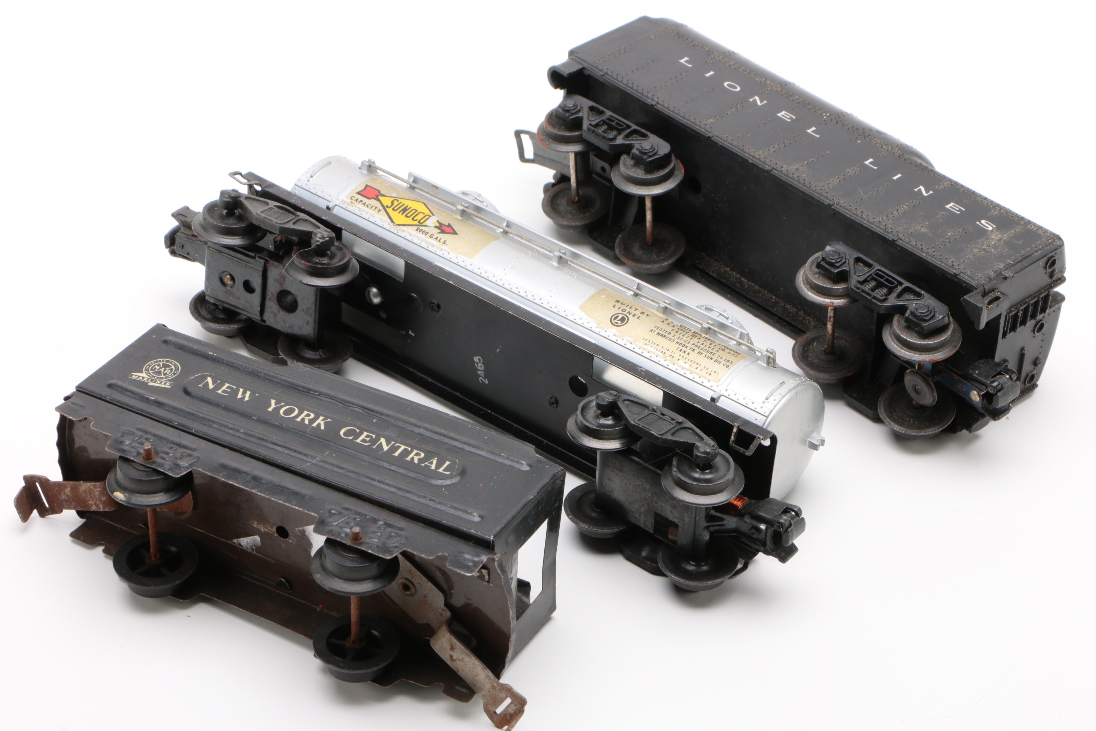 Lionel and Marx Locomotives with Coal-Freight Model Cars, Vintage