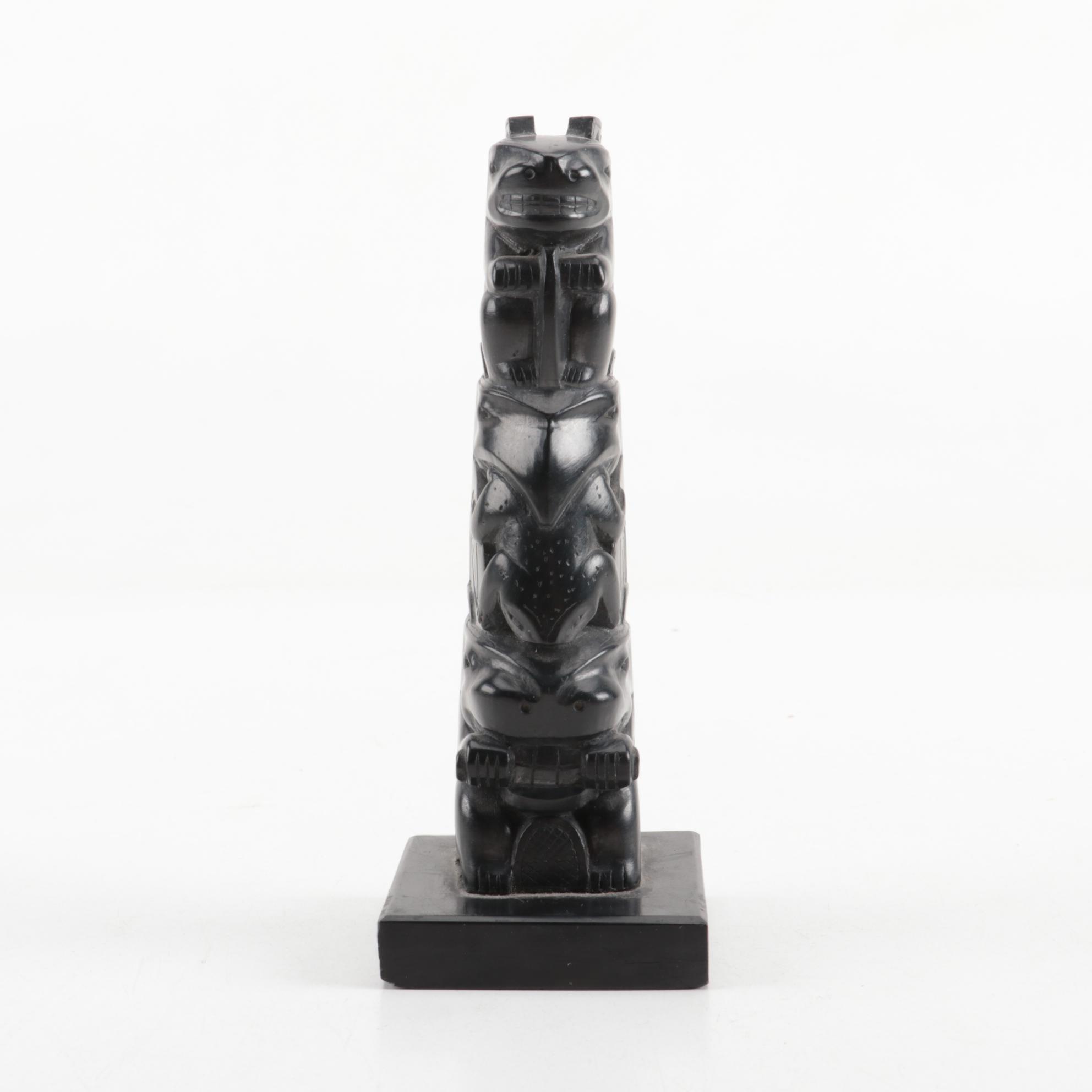 Ed Calder Haida Argillite Totem Pole Carving