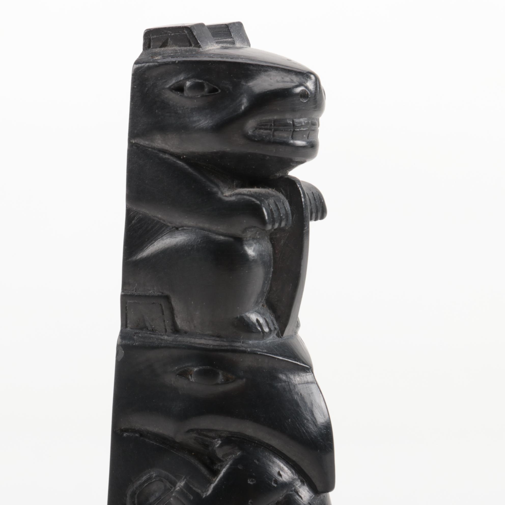 Ed Calder Haida Argillite Totem Pole Carving