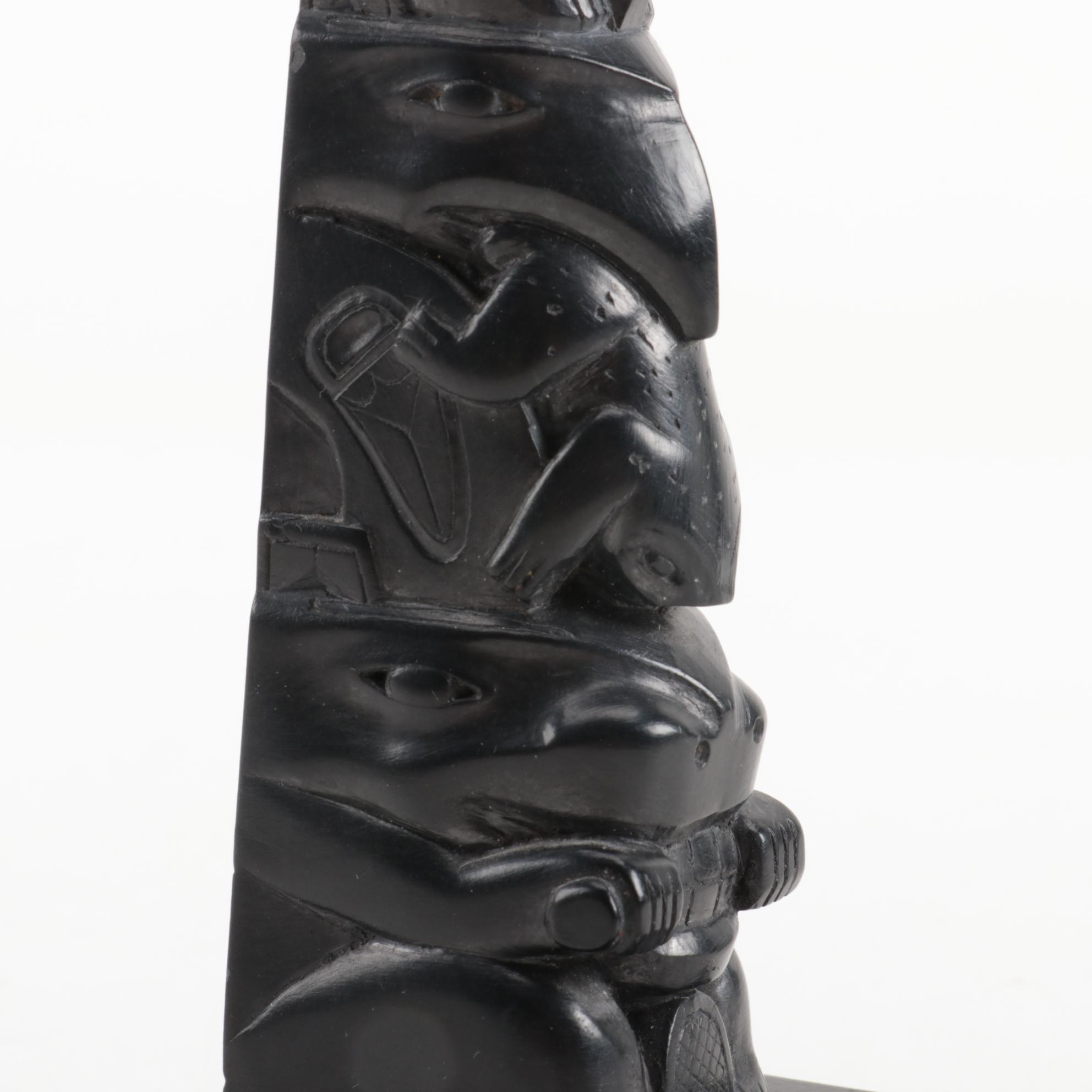 Ed Calder Haida Argillite Totem Pole Carving
