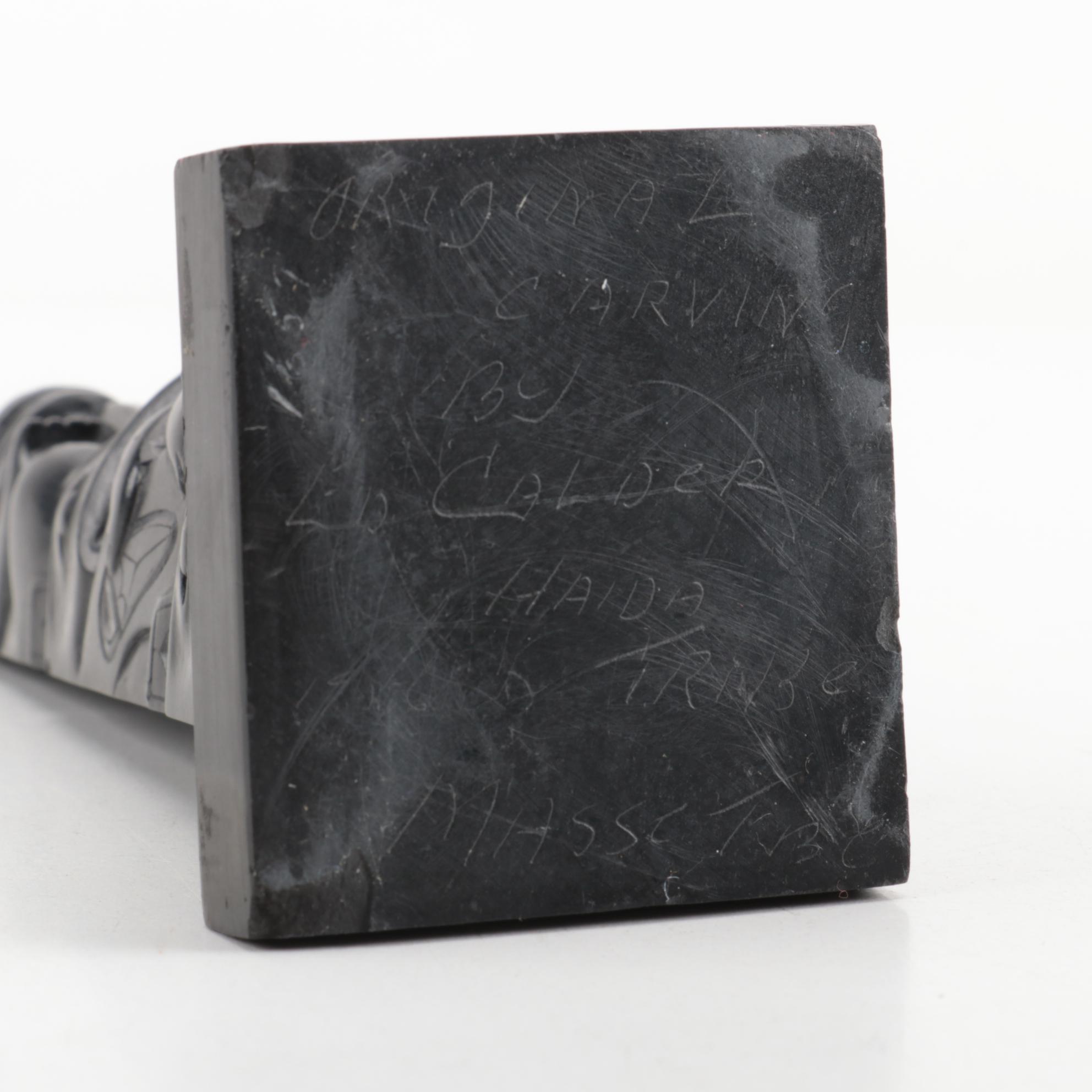 Ed Calder Haida Argillite Totem Pole Carving