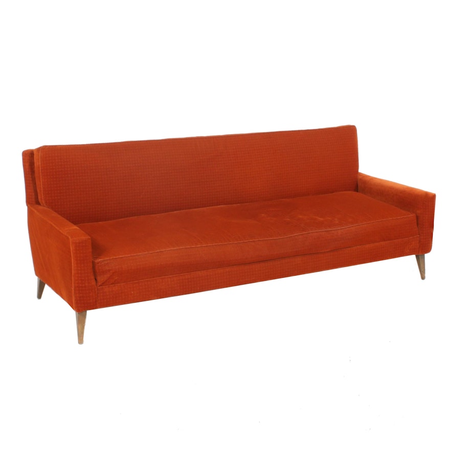 Paul McCobb Mid Century Modern Patterned Velvet Sofa, 1950s