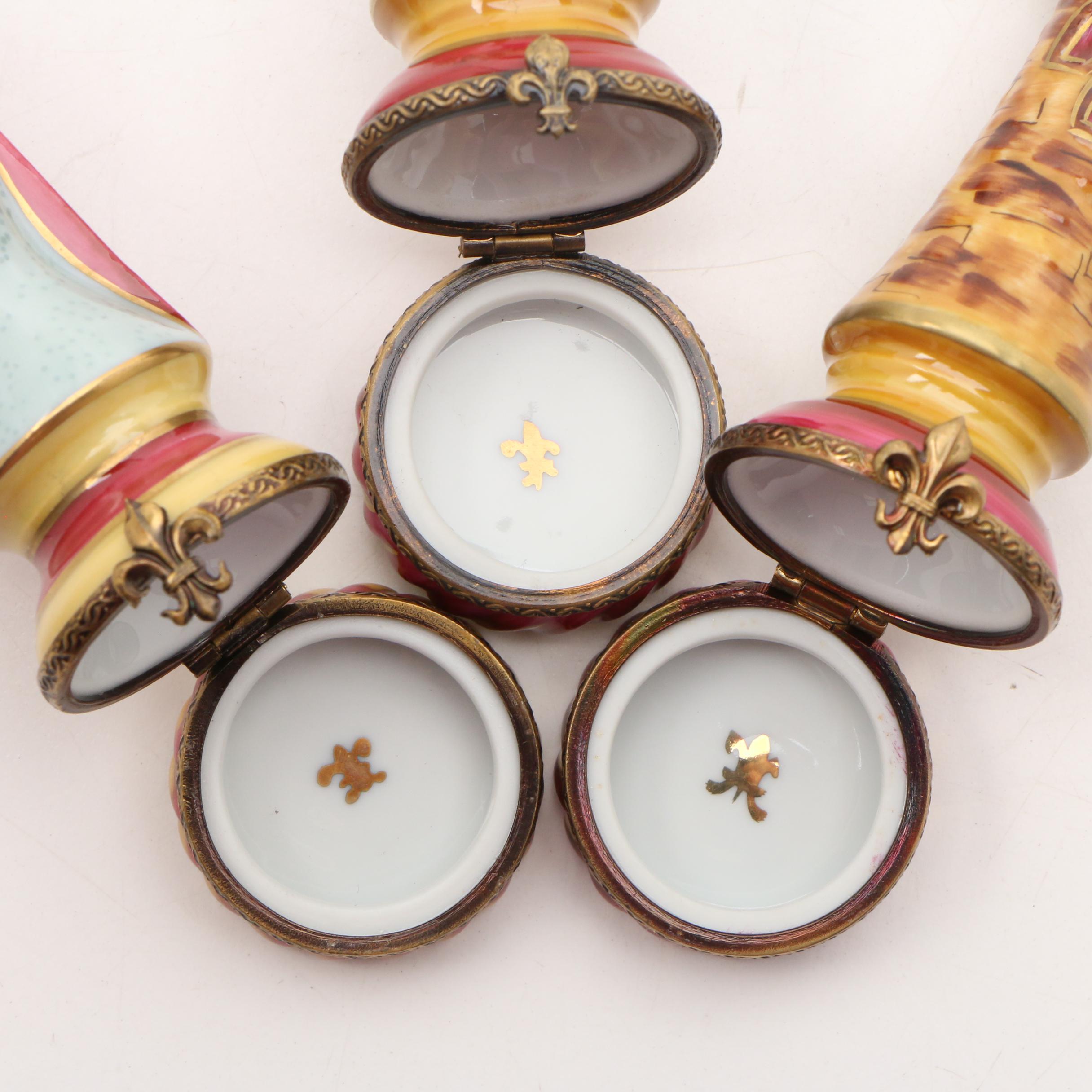 Rochard Limoges Porcelain Chess Pieces Tabetiere Trinket Boxes