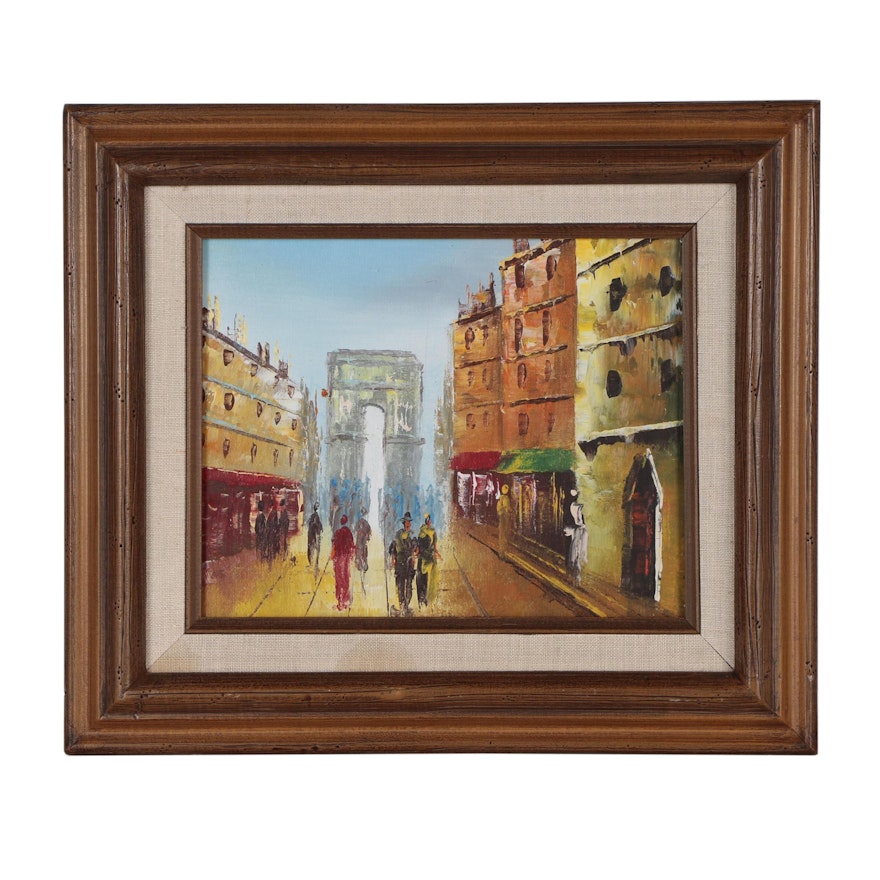 Parisian Street Scene Oil Painting