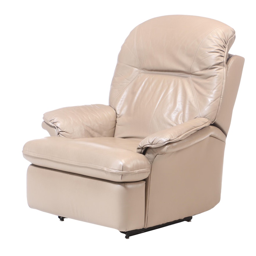 Taupe Leather Reclining Armchair, Late 20th Century