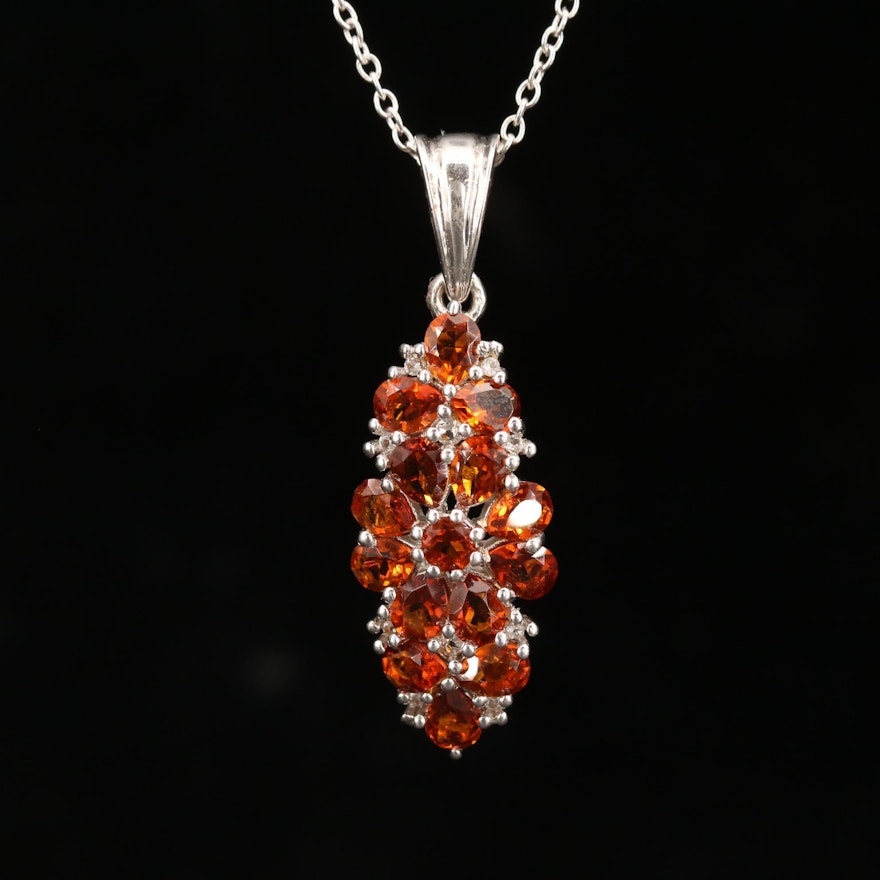 Sterling Silver Citrine and Topaz Pendant Necklace